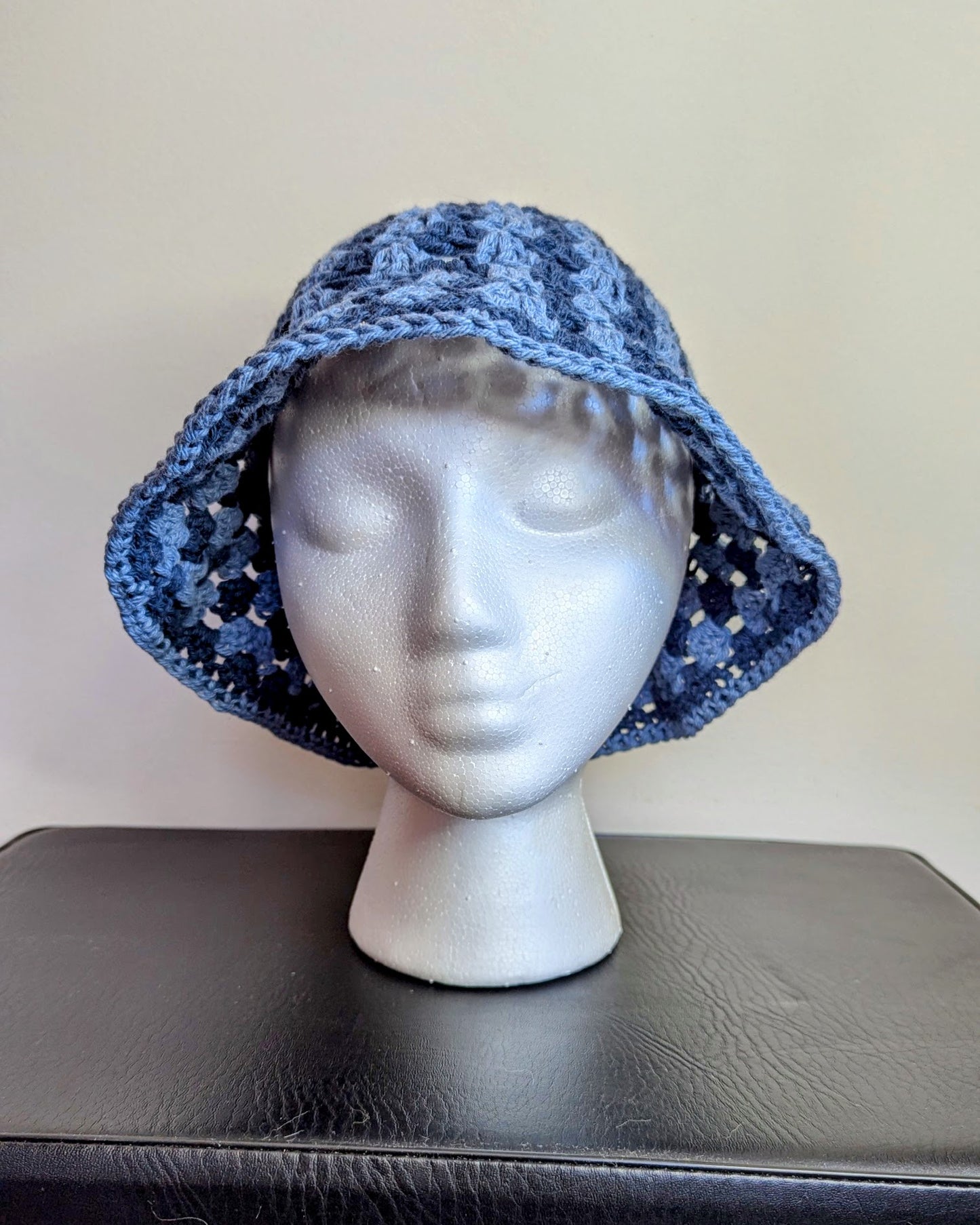 Granny Stitch Crochet Bucket Hat (Indigo & Blue Jeans)
