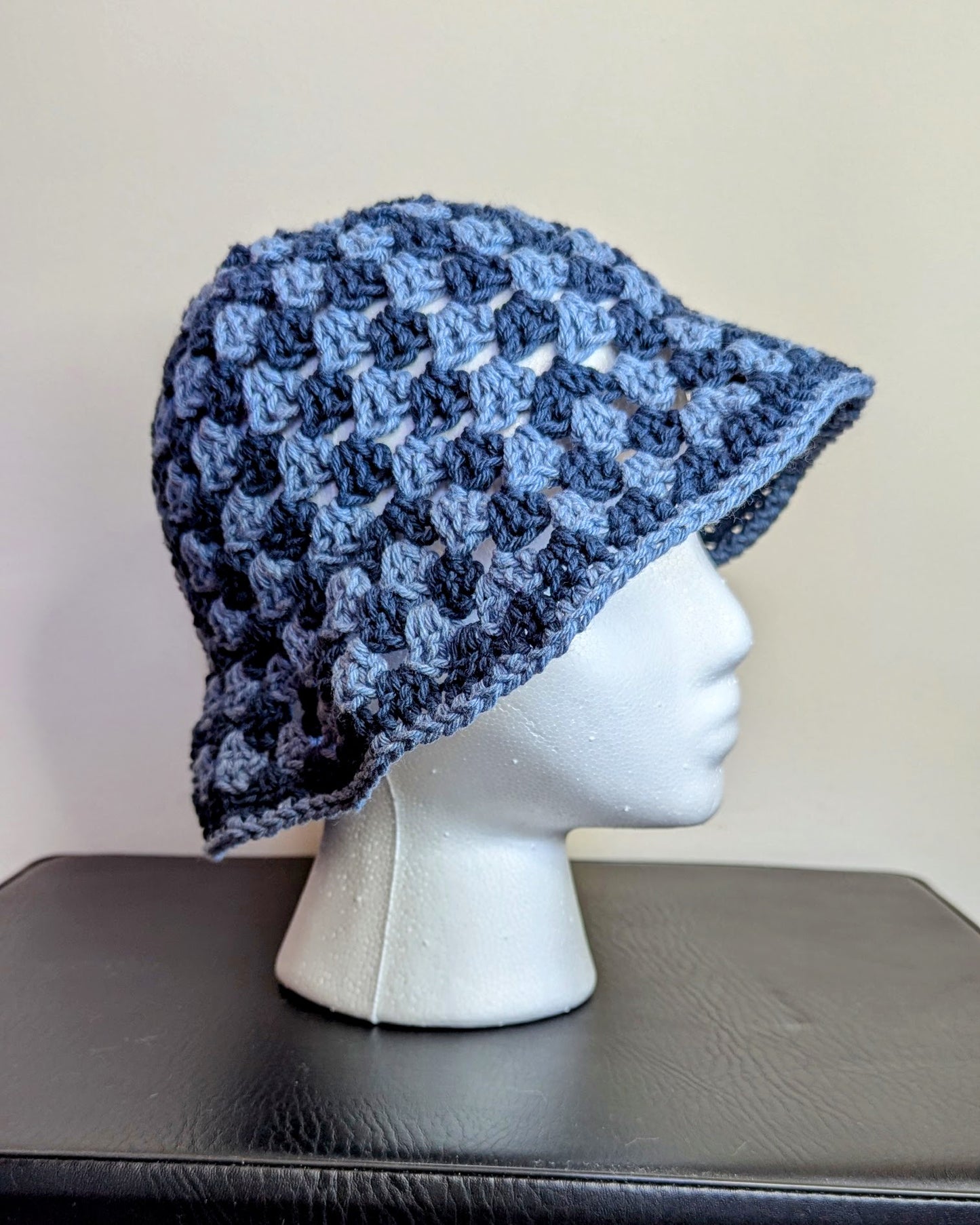 Granny Stitch Crochet Bucket Hat (Indigo & Blue Jeans)
