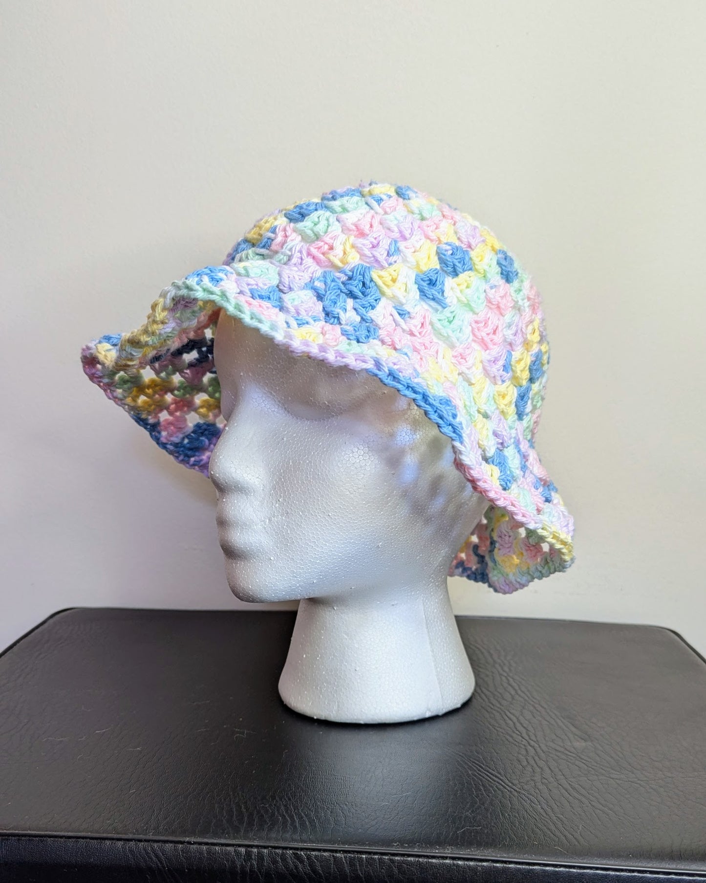 Granny Stitch Crochet Bucket Hat (Easter Pastels Ombre)