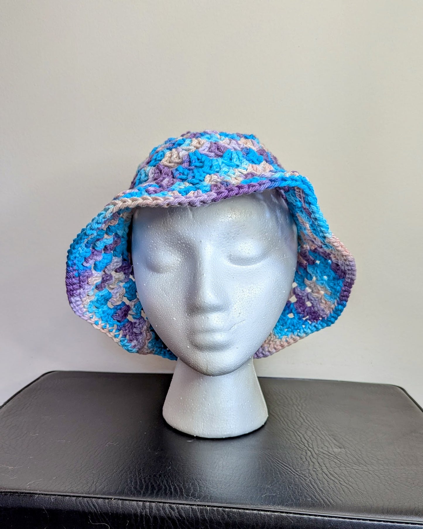 Granny Stitch Crochet Bucket Hat (Jewel Tones Ombre)