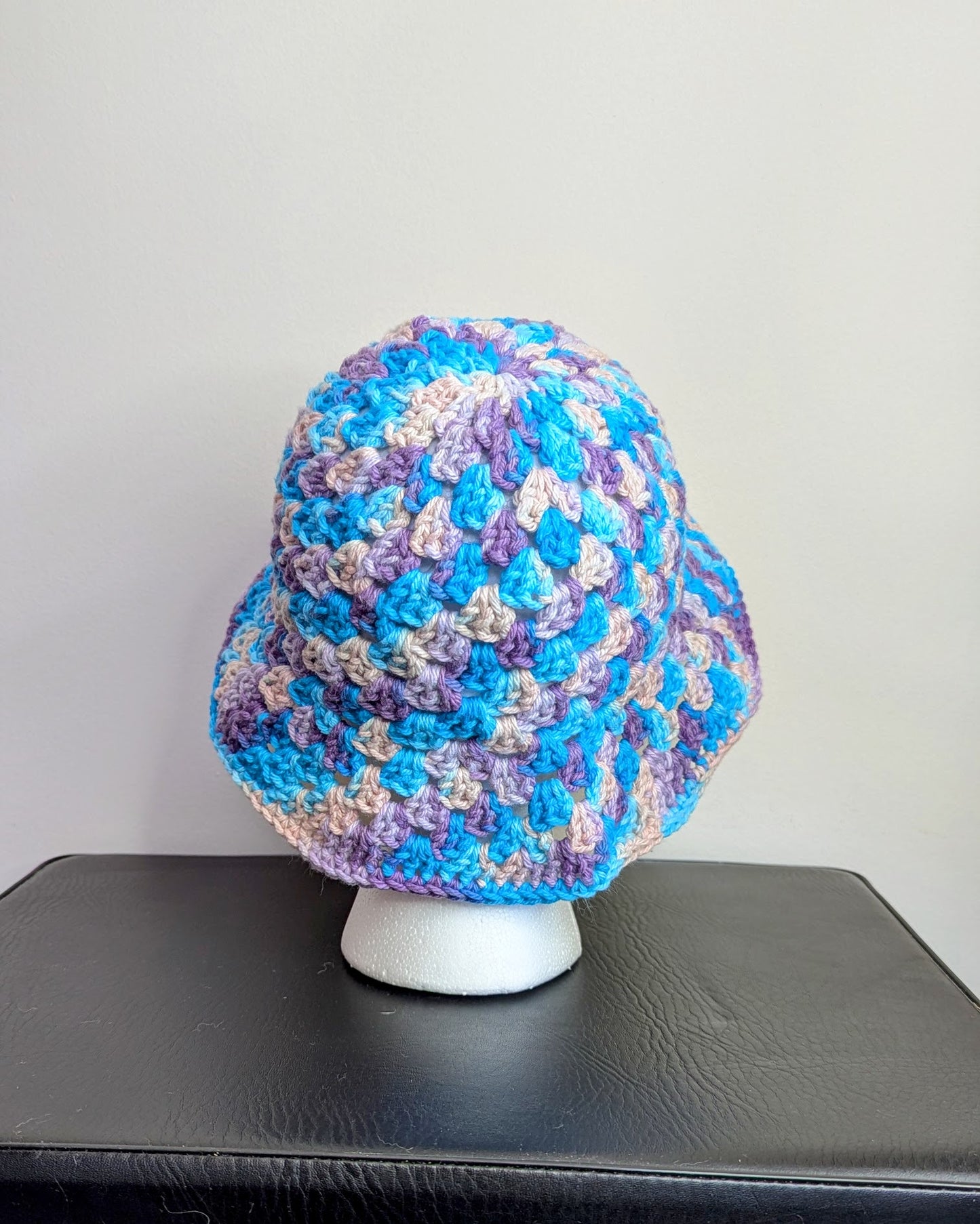 Granny Stitch Crochet Bucket Hat (Jewel Tones Ombre)
