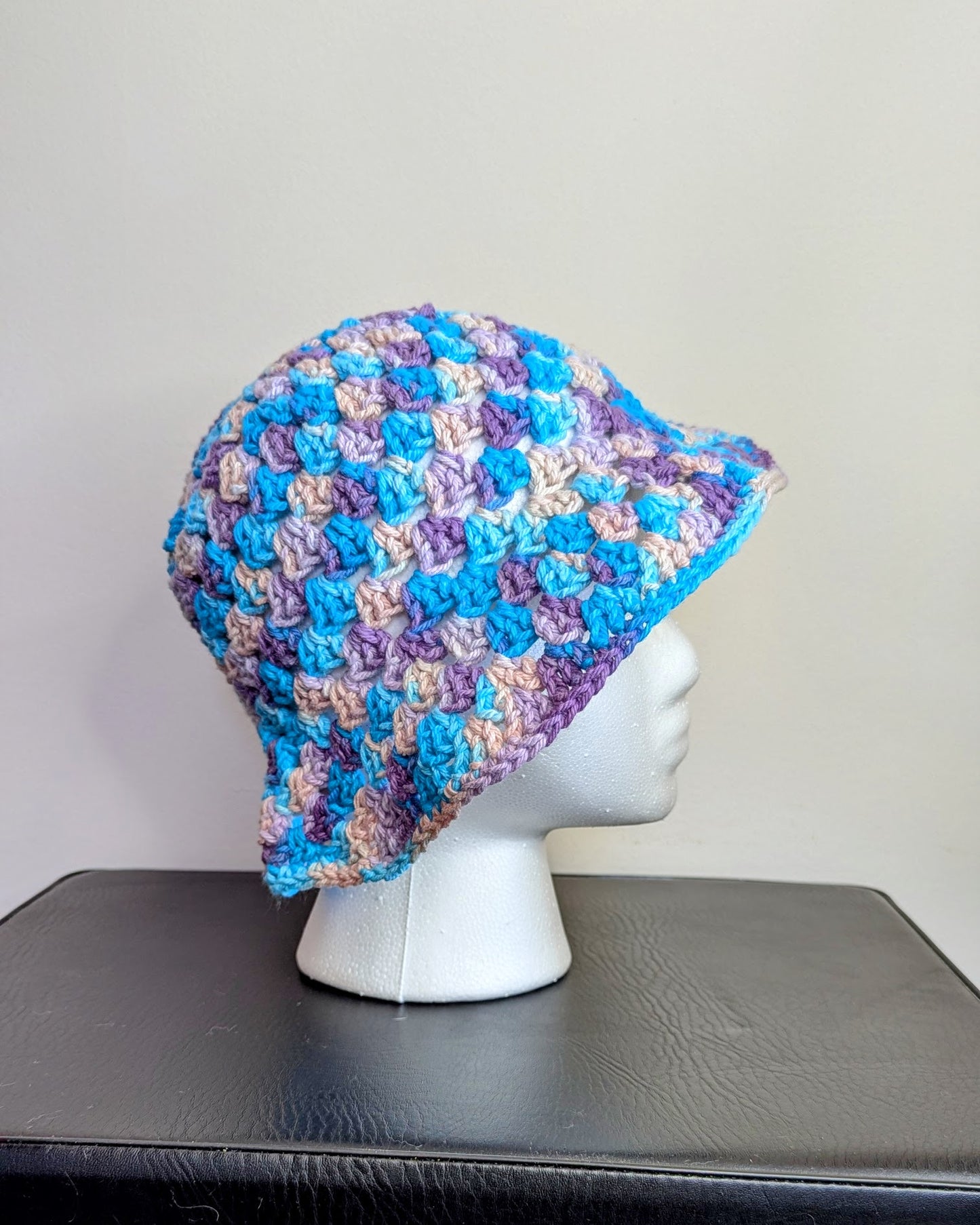 Granny Stitch Crochet Bucket Hat (Jewel Tones Ombre)