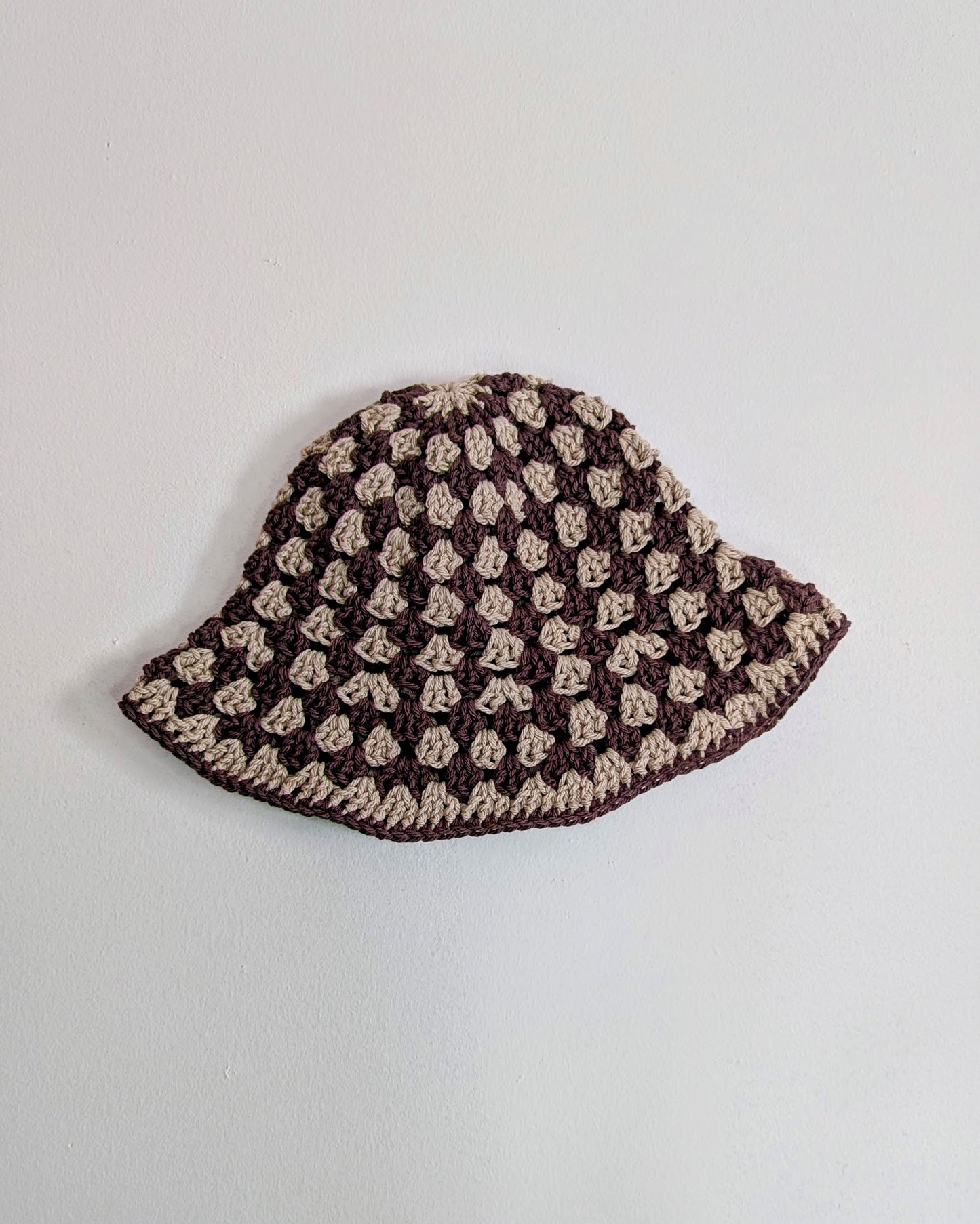 Granny Stitch Crochet Bucket Hat (Jute & Brown)
