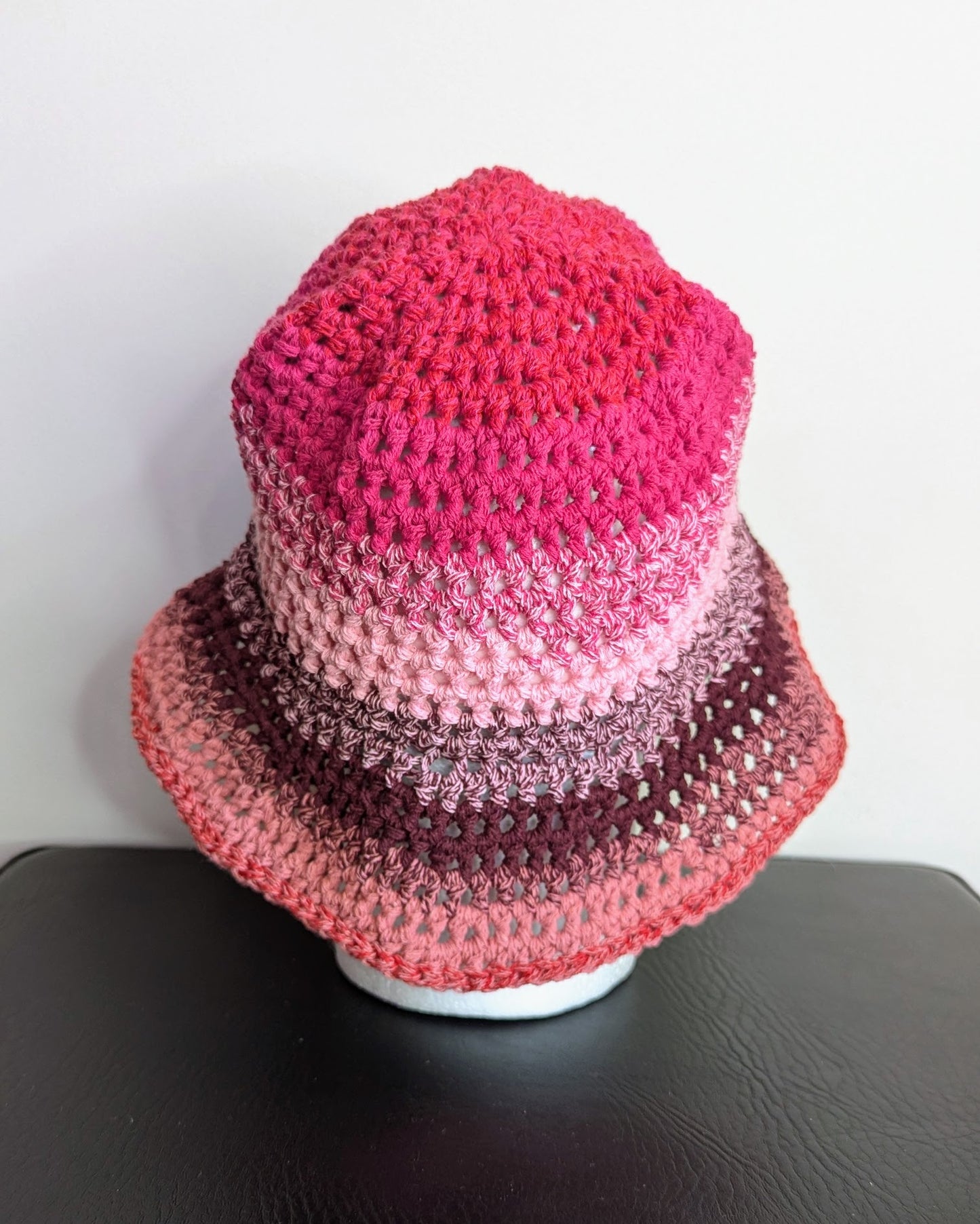 Recycled Cotton Crochet Bucket Hat (Pinks)