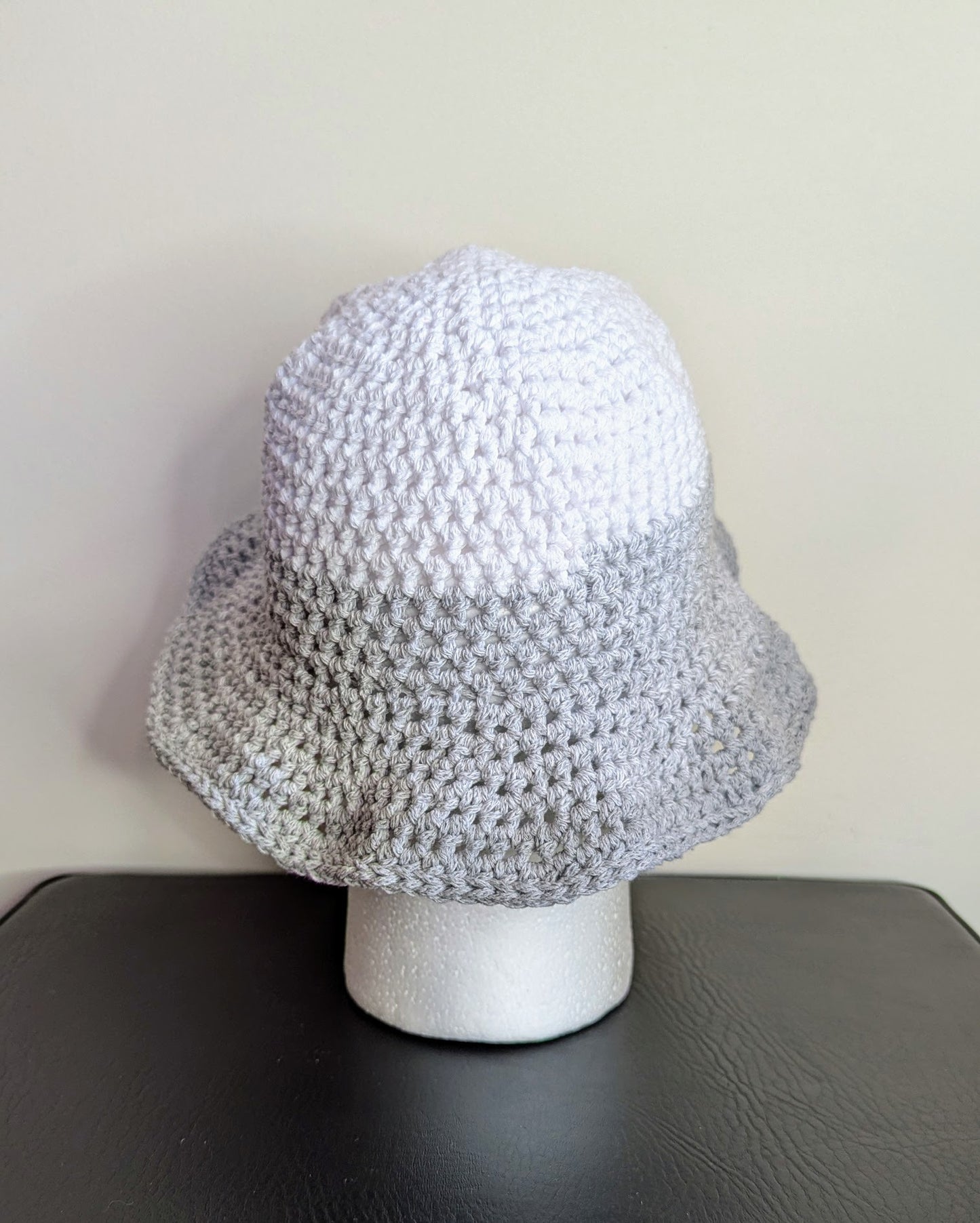 Recycled Cotton Crochet Bucket Hat (Grays)