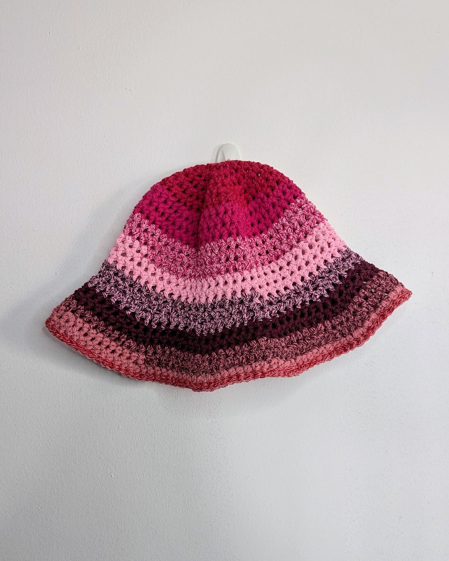Recycled Cotton Crochet Bucket Hat (Pinks)