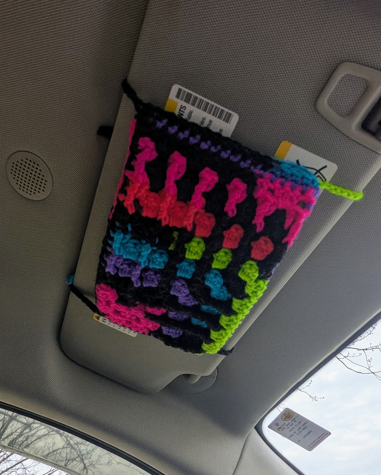 Crochet Car Visor Pouch (Purples & Pink)