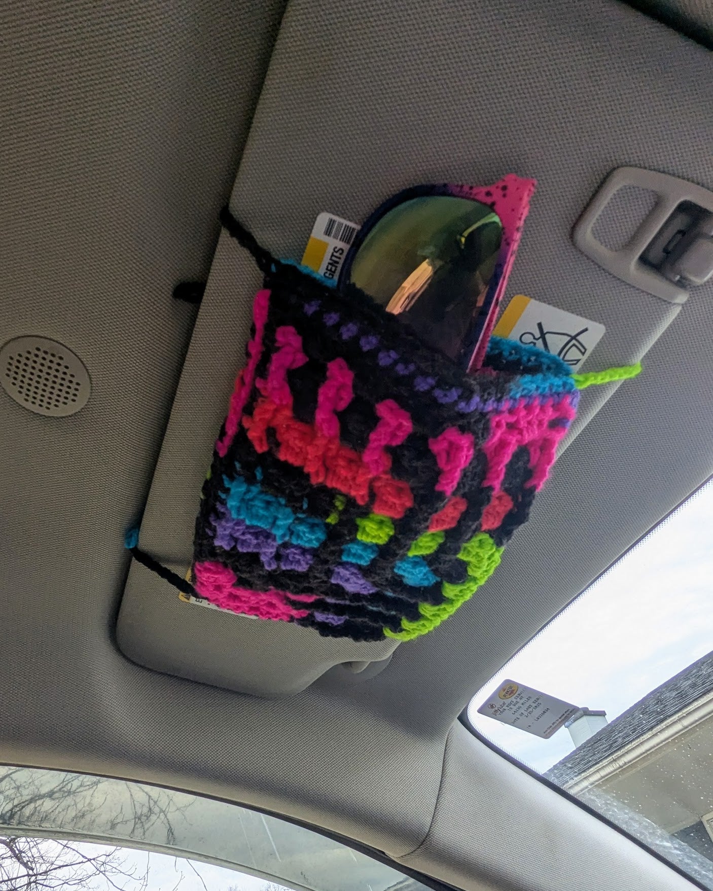 Crochet Car Visor Pouch (Purples & Pink)