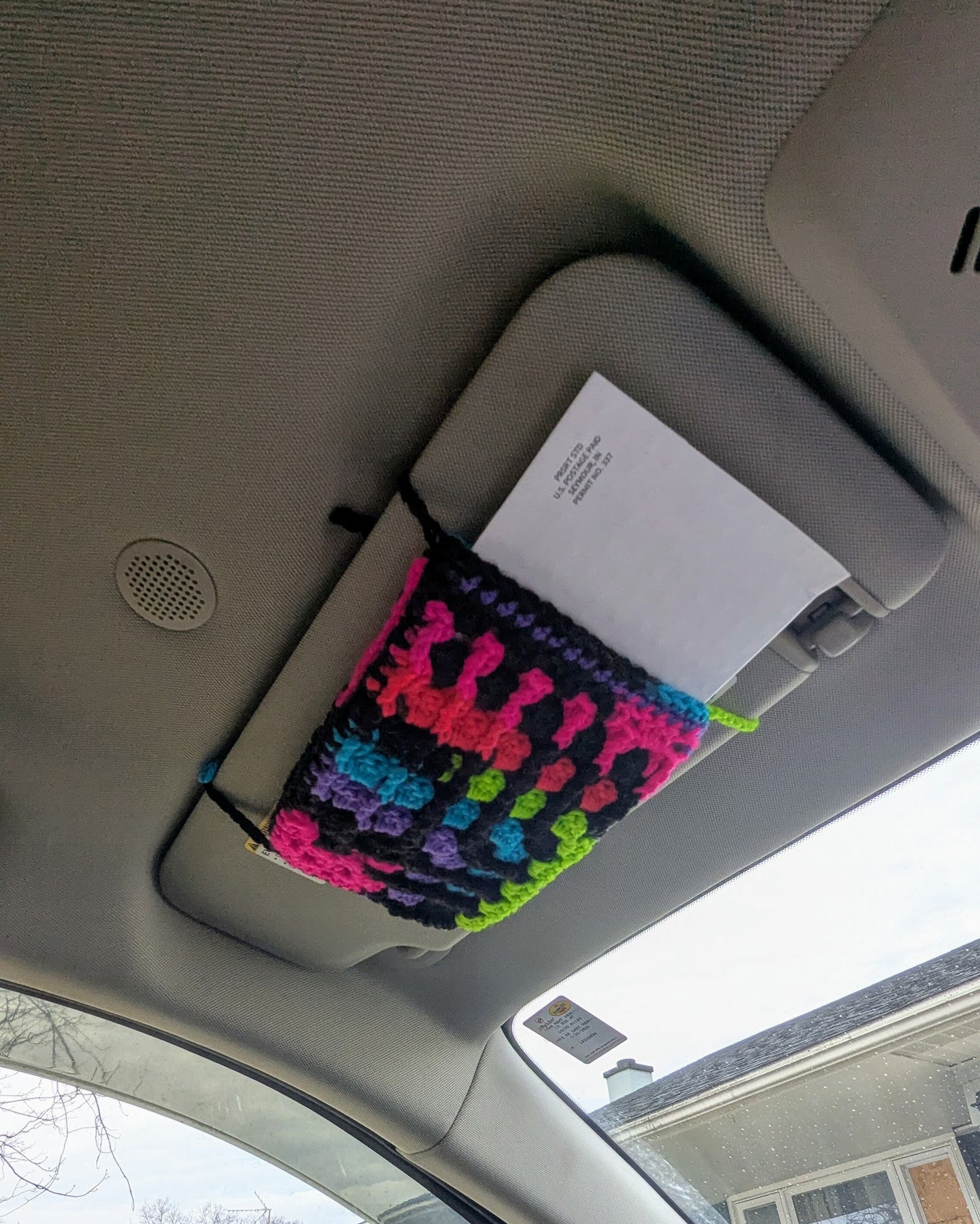 Crochet Car Visor Pouch (Purples & Pink)
