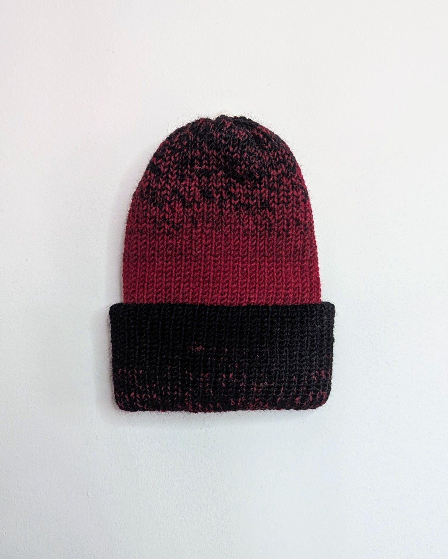 Same Skein Double Knit Hat & Headband Set (Red & Black)