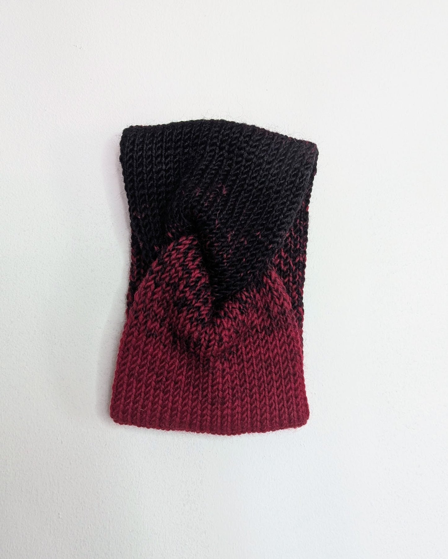 Same Skein Double Knit Hat & Headband Set (Red & Black)