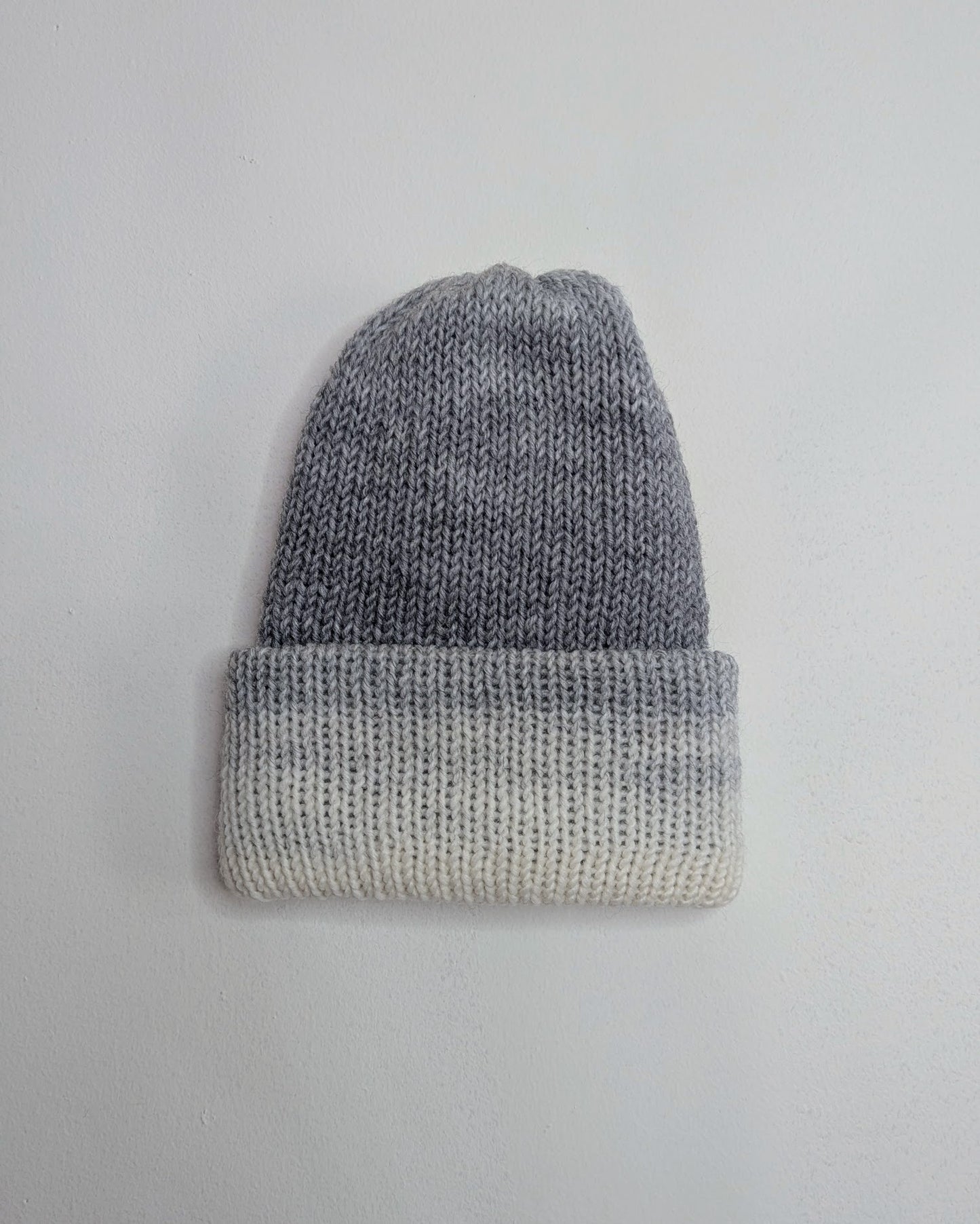 Same Skein Double Knit Hat & Headband Set (Cream & Gray)