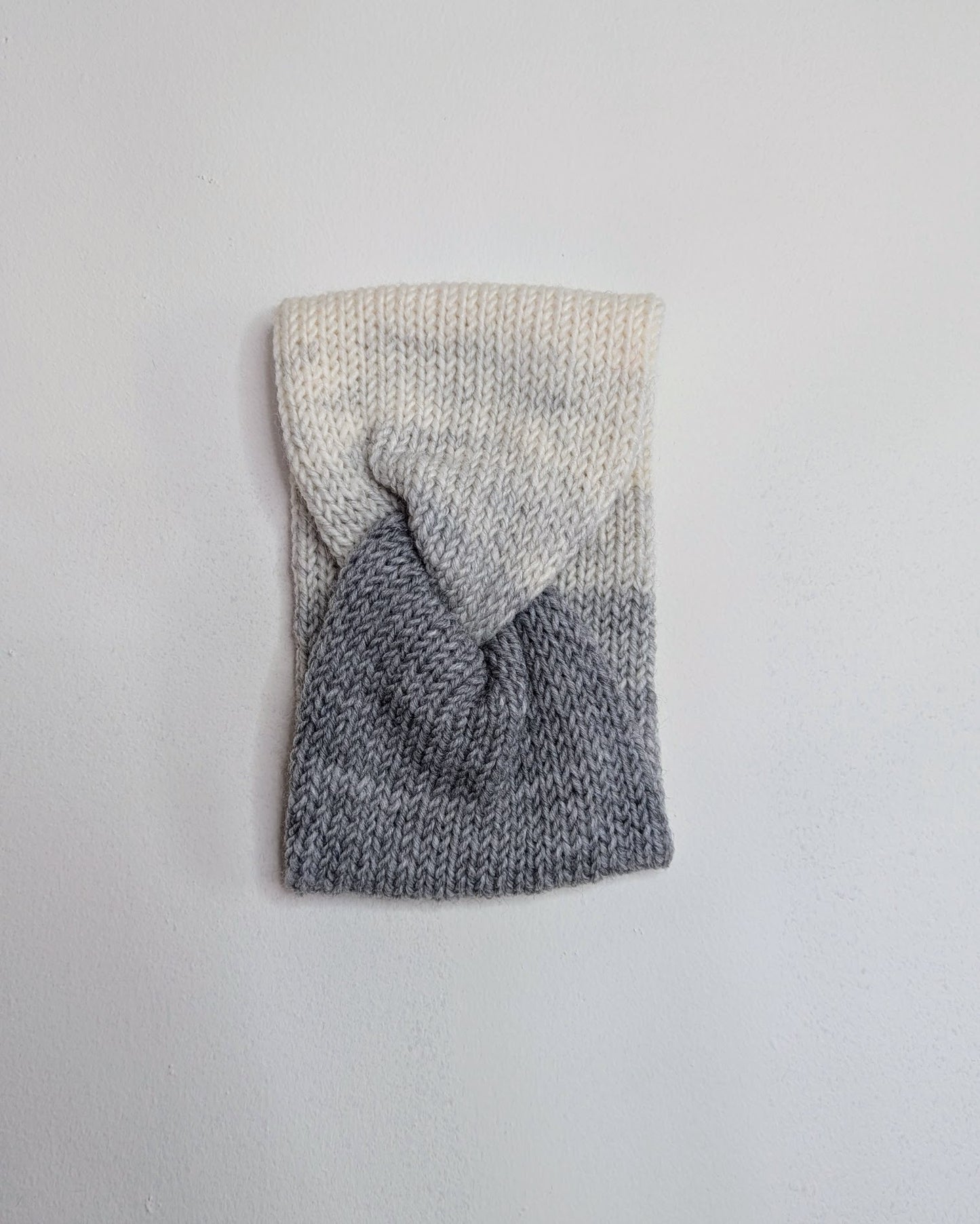 Same Skein Double Knit Hat & Headband Set (Cream & Gray)