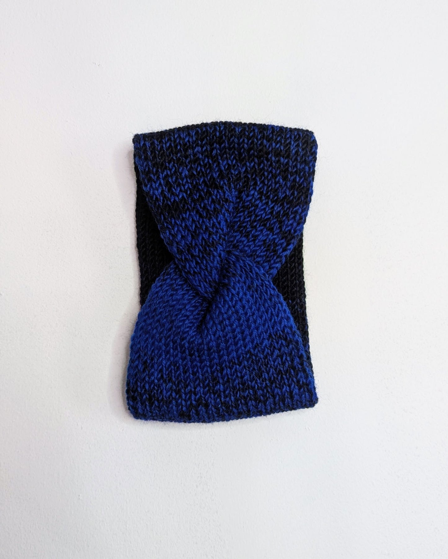 Same Skein Double Knit Hat & Headband Set (Blue & Black)