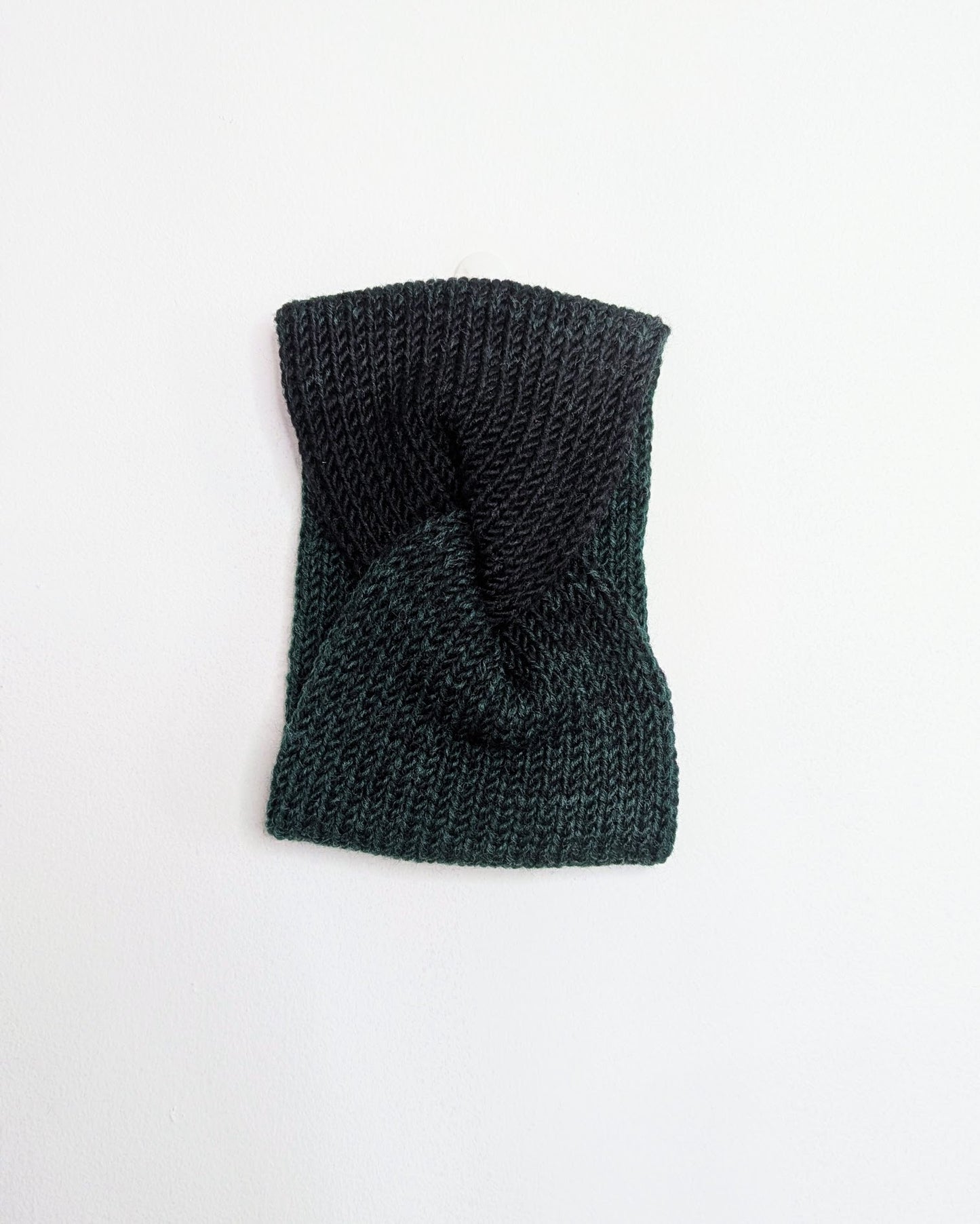 Same Skein Double Knit Hat & Headband Set (Green & Black)