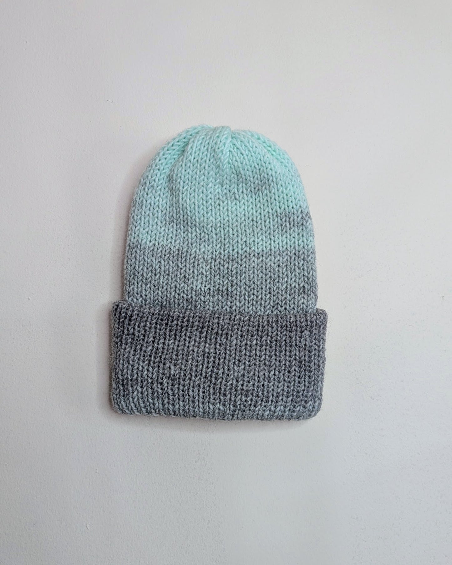 Same Skein Double Knit Hat & Headband Set (Mint & Gray)
