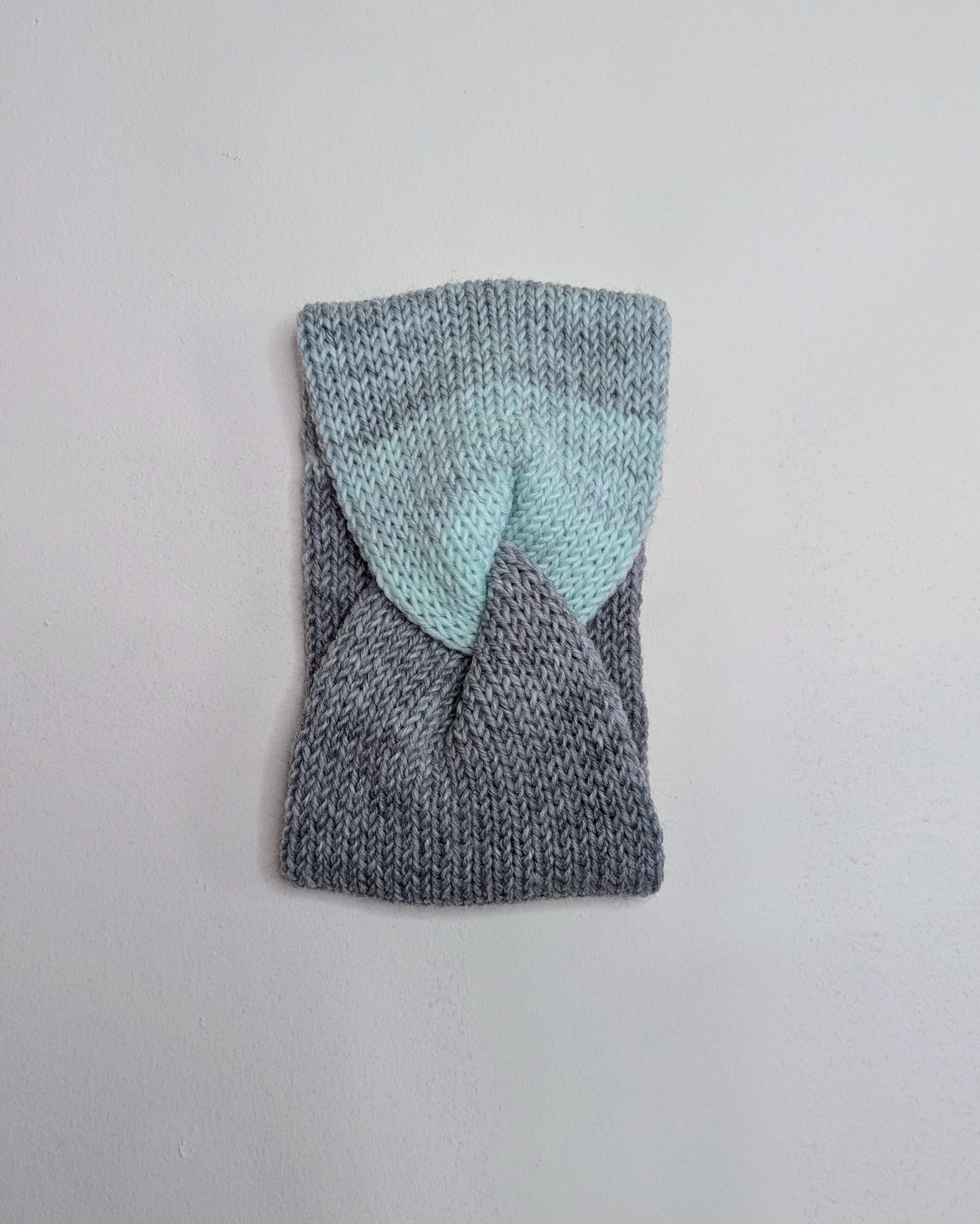 Same Skein Double Knit Hat & Headband Set (Mint & Gray)