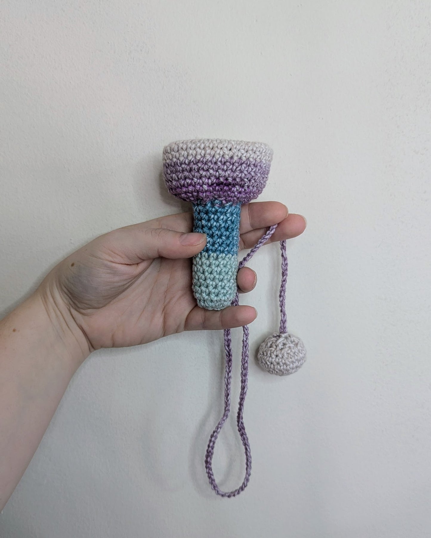 Soft Crochet Bilbocatch - Ball & Cup Game (Jewel Tones)