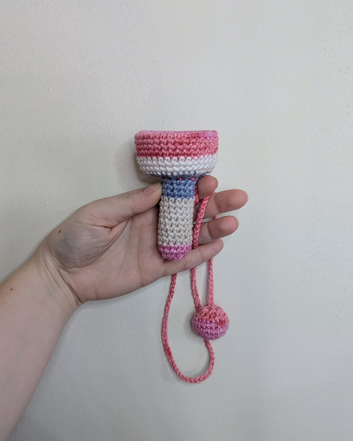 Soft Crochet Bilbocatch - Ball & Cup Game (Pink & Blue)