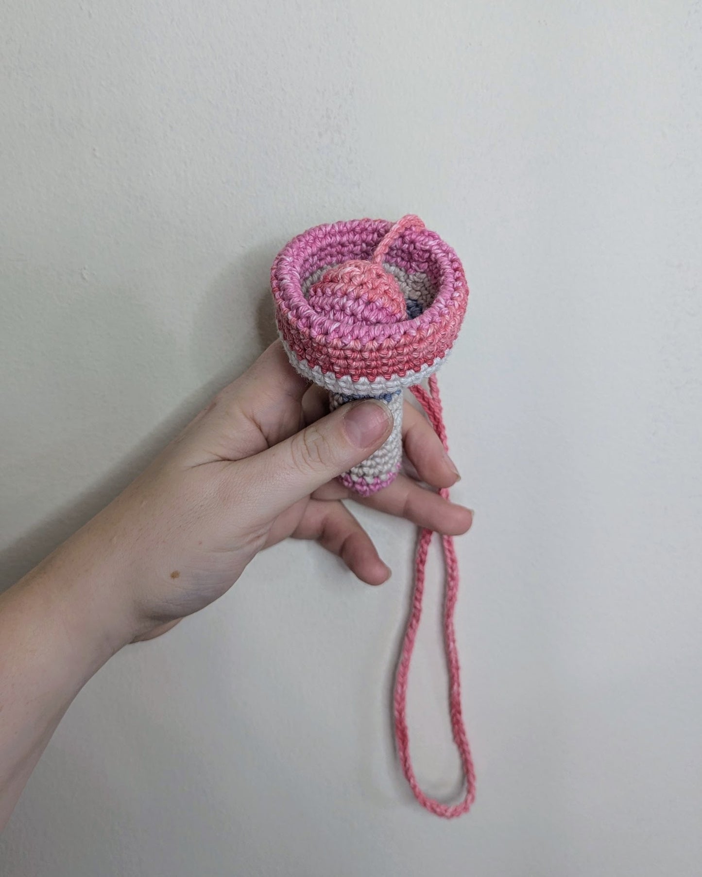 Soft Crochet Bilbocatch - Ball & Cup Game (Pink & Blue)