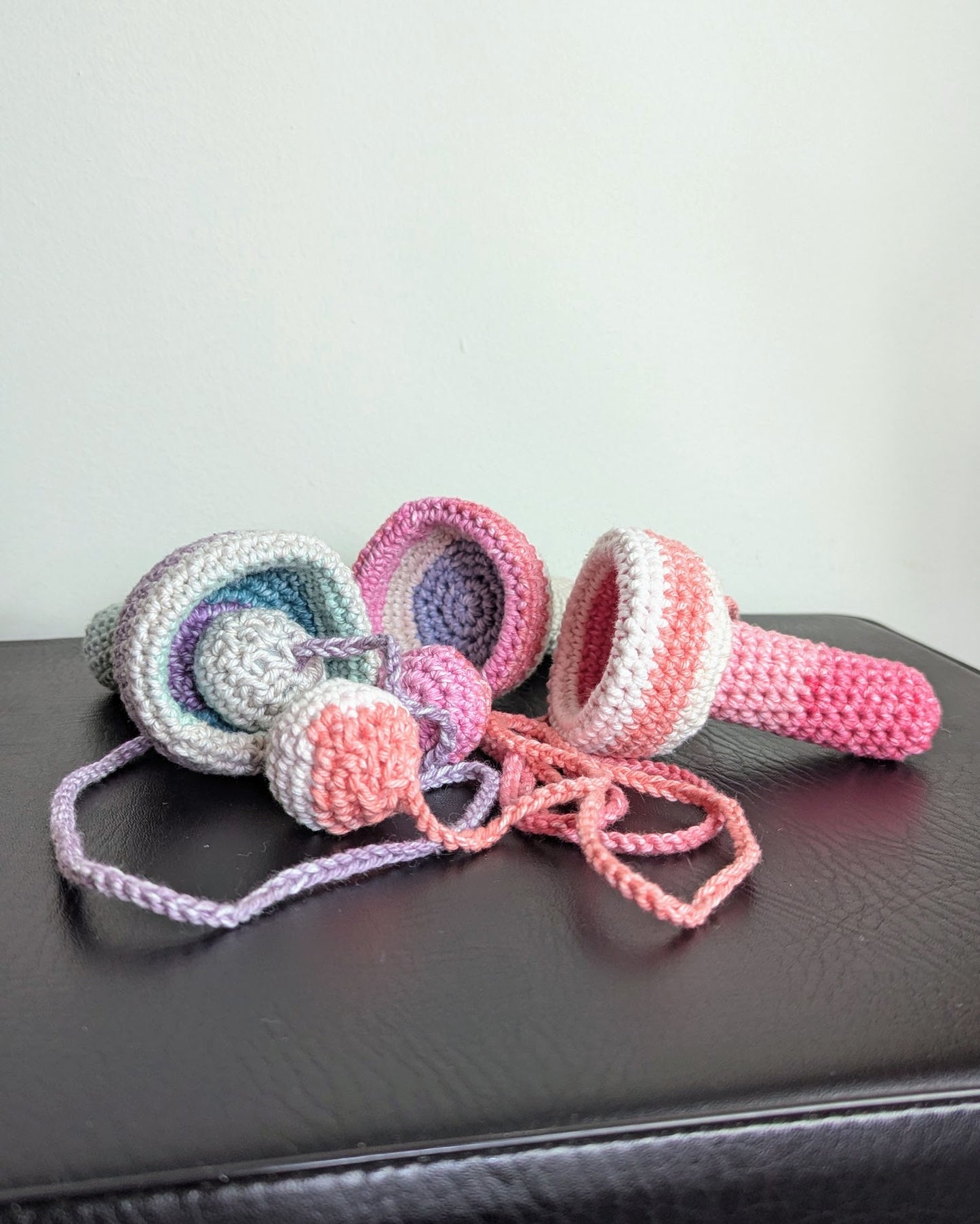 Soft Crochet Bilbocatch - Ball & Cup Game (Pink & Blue)