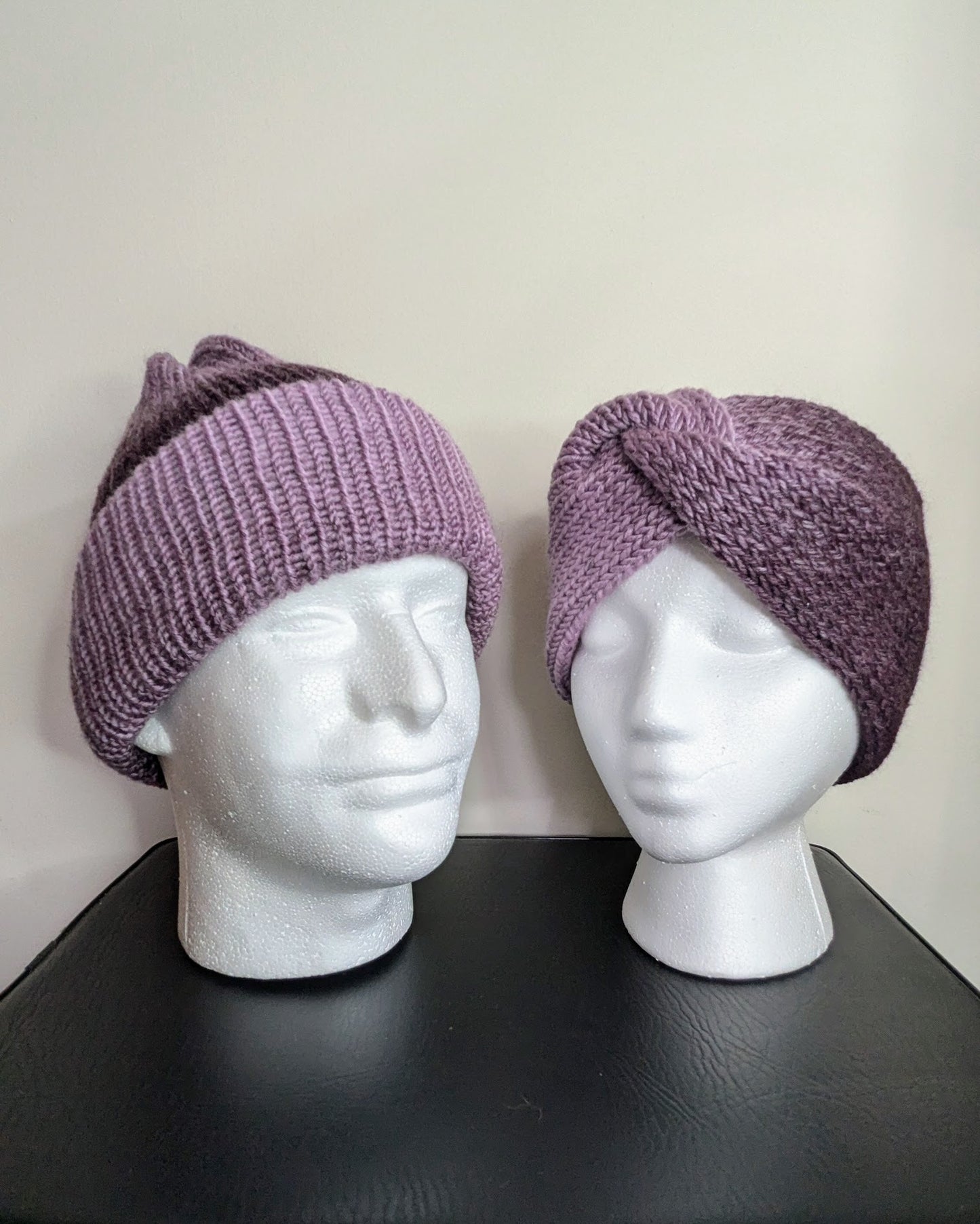 Same Skein Double Knit Hat & Headband Set (Purple)