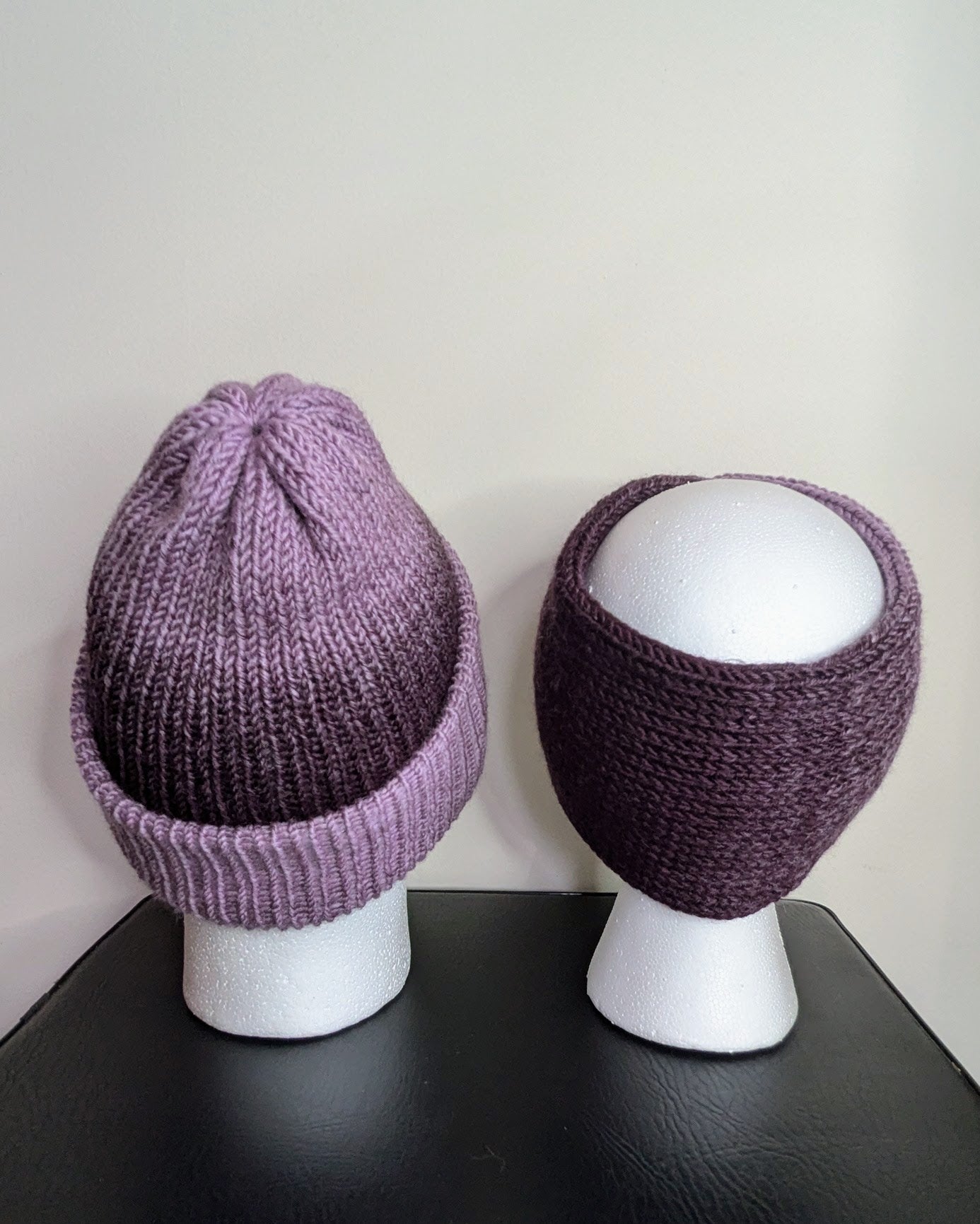 Same Skein Double Knit Hat & Headband Set (Purple)