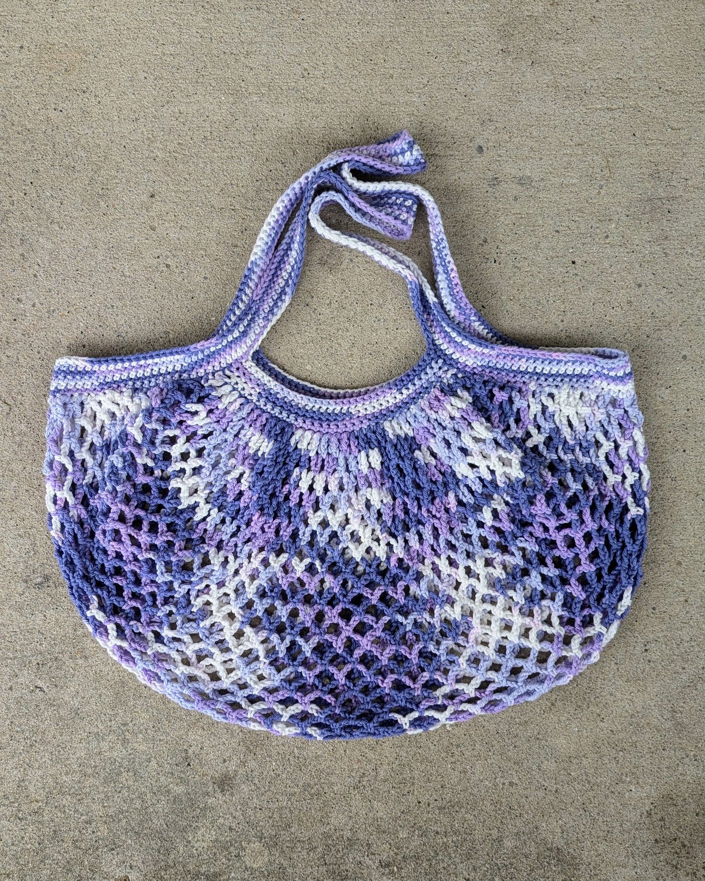 Diamond Mesh Round Market Bag (Large Purple Haze Ombre)