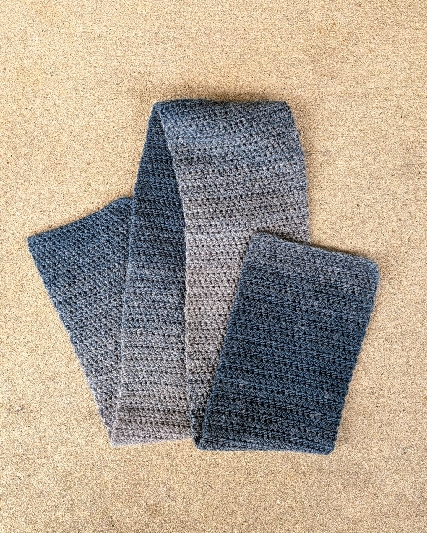 Two-Tone Crochet Scarf (Teal & Gray)