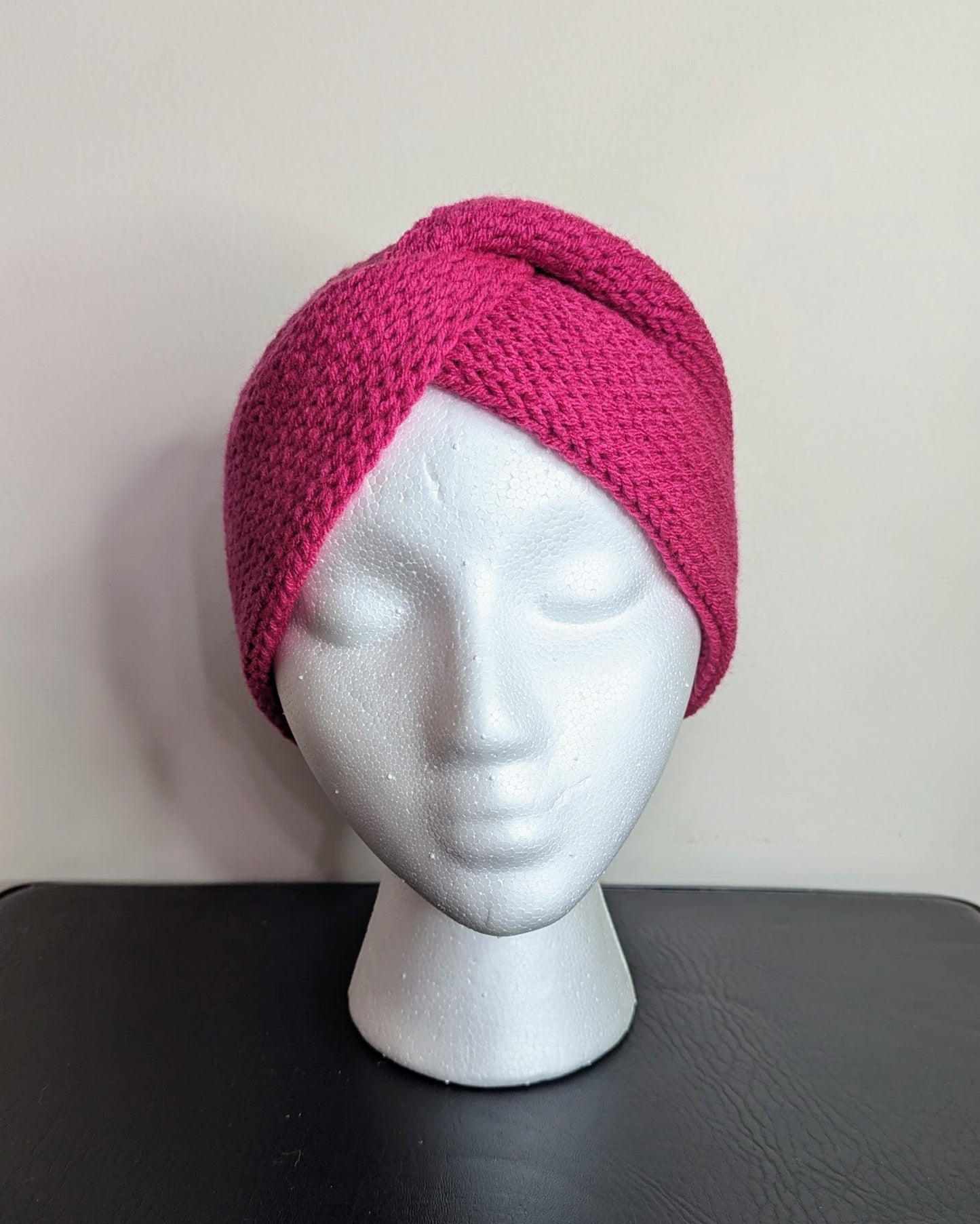Twisted Double Knit Headband (Hot Pink)