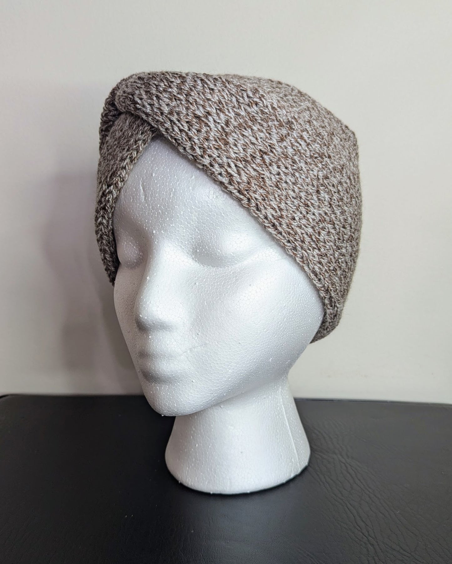 Twisted Double Knit Headband (Brown Tweed)
