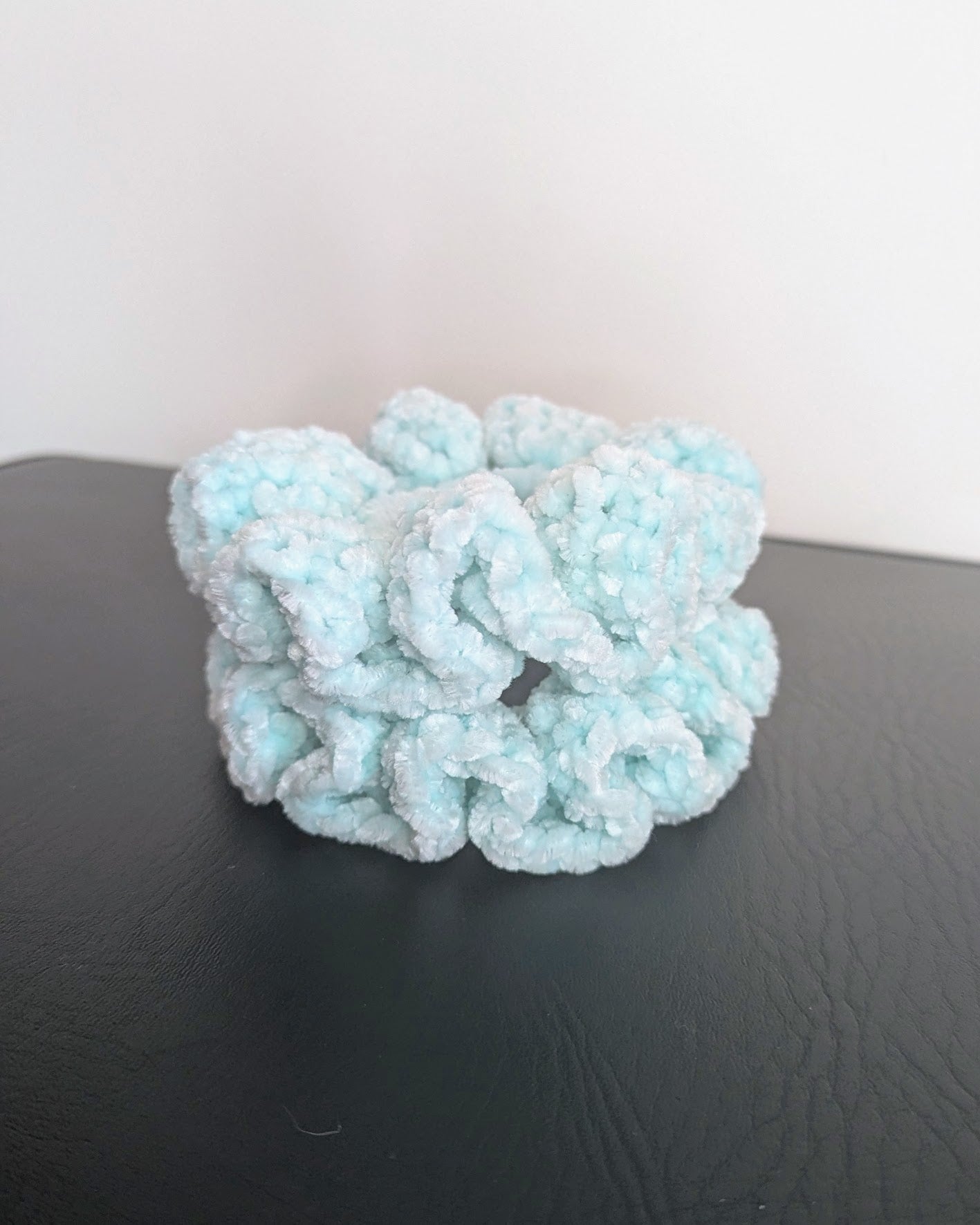 Velvet Ruffle Scrunchie (Bleached Aqua)
