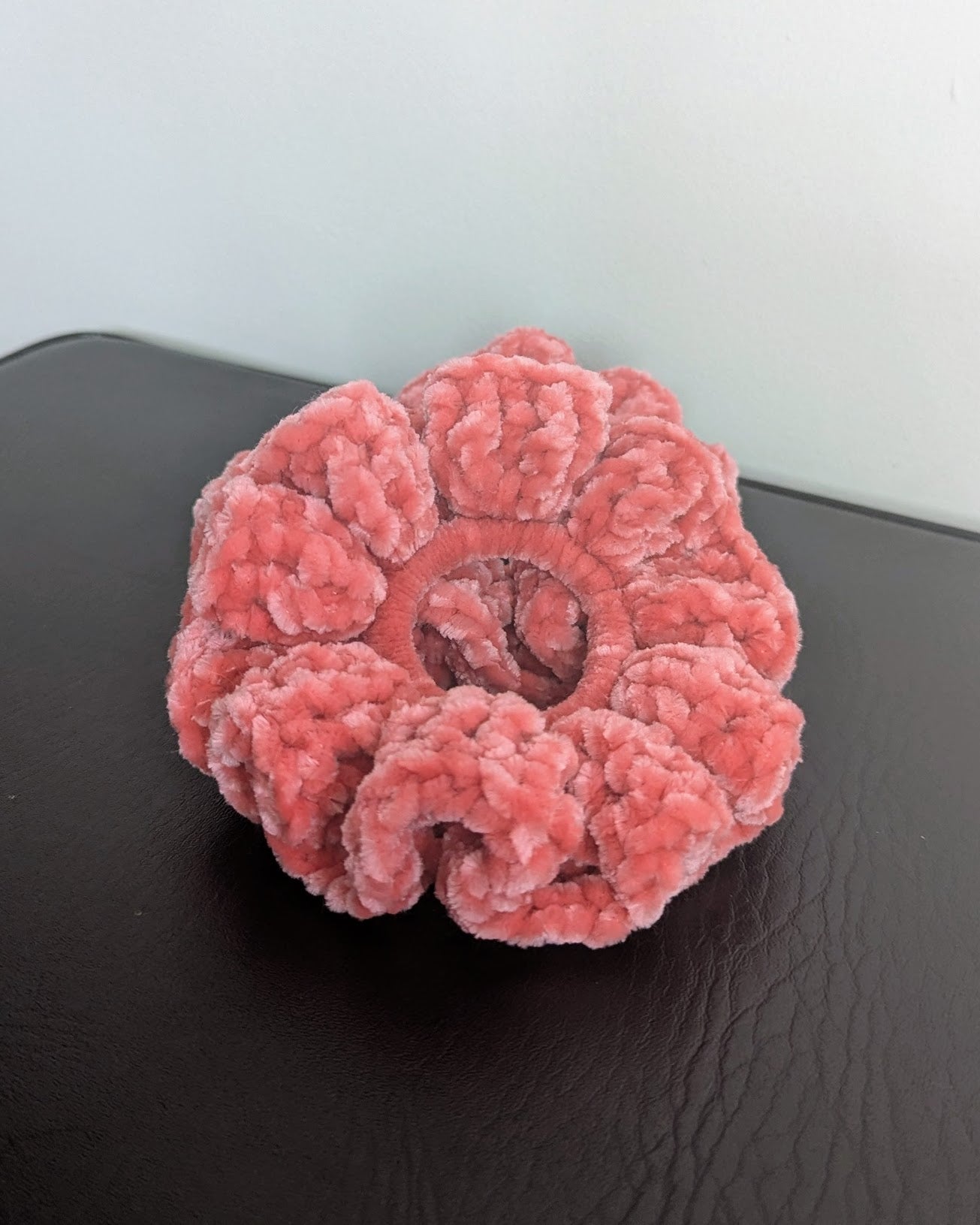 Velvet Ruffle Scrunchie (Coral Haze)