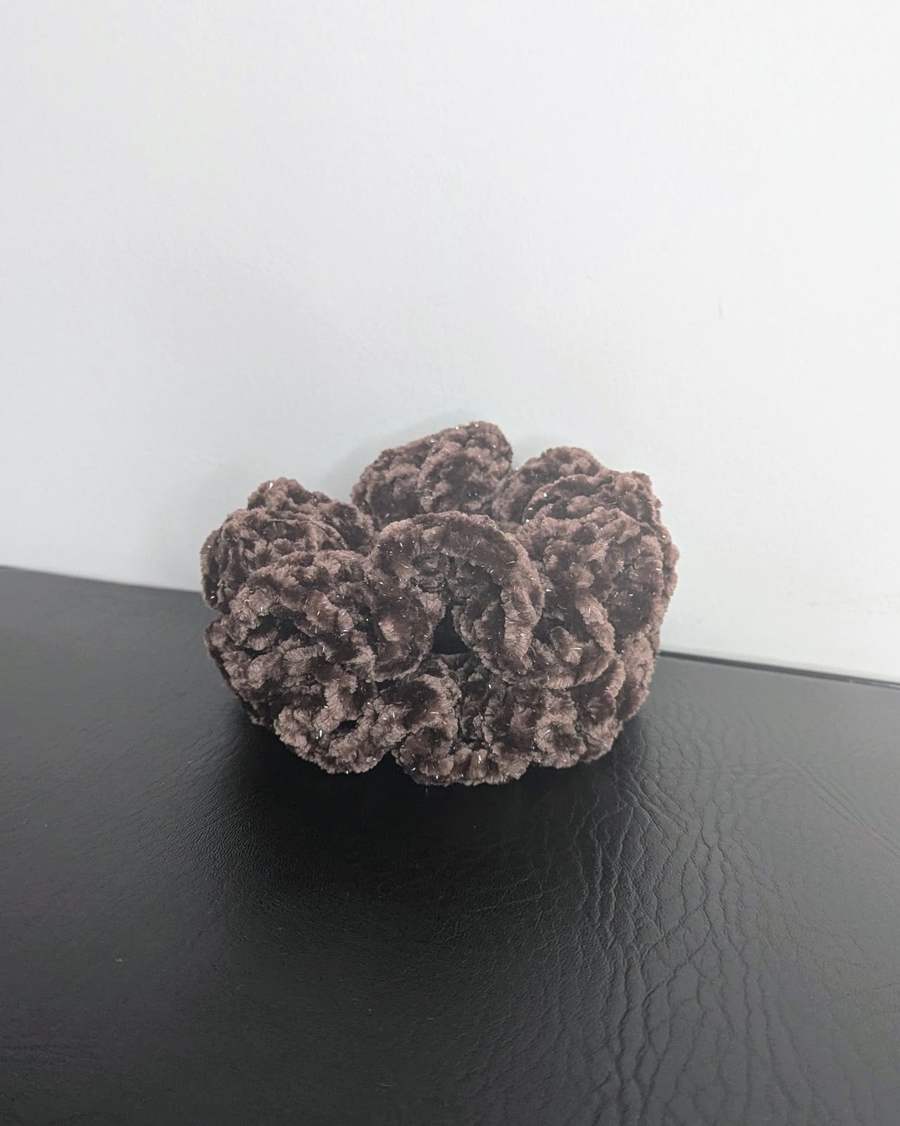 Velvet Ruffle Scrunchie (Brown Sugar Sparkle)