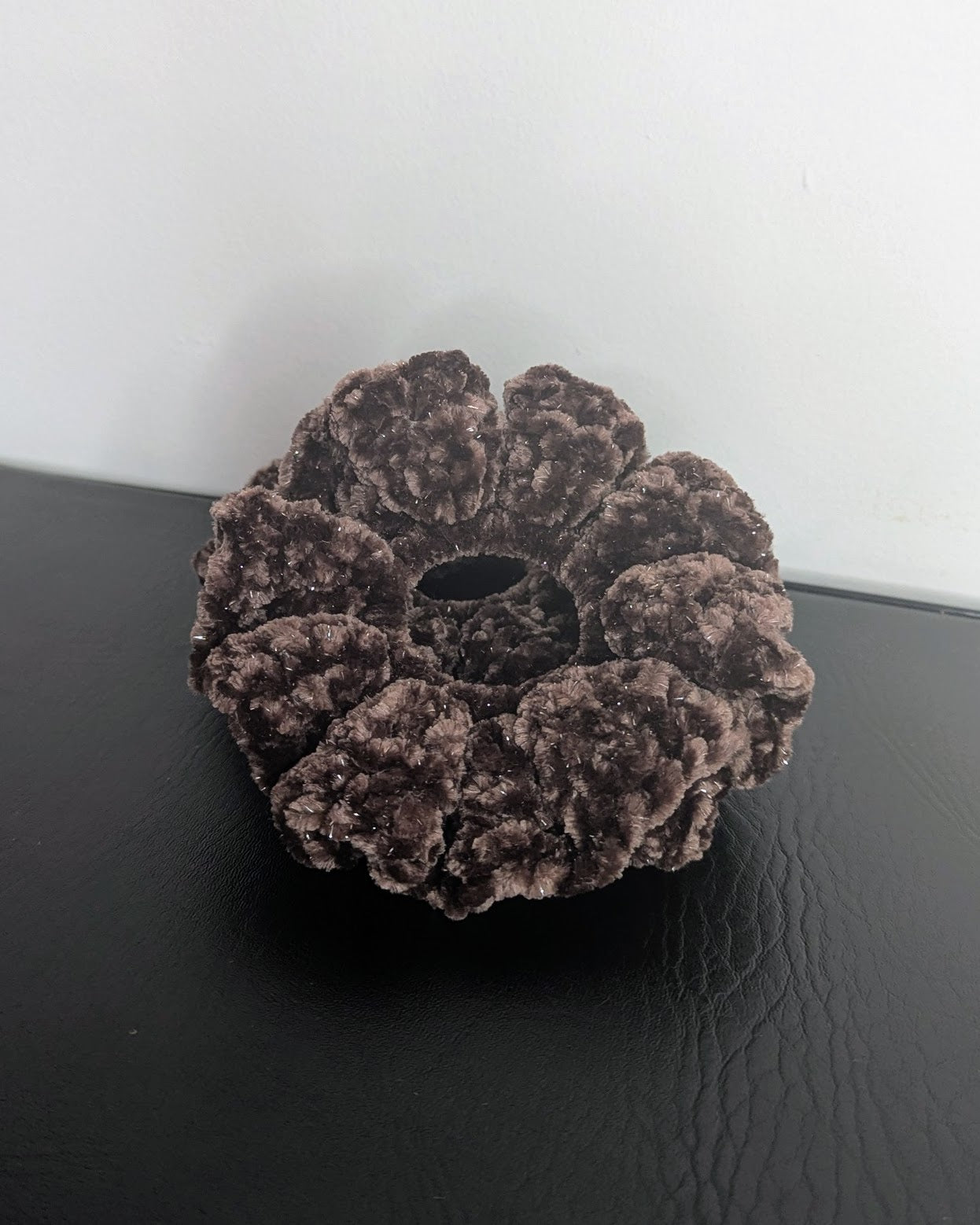 Velvet Ruffle Scrunchie (Brown Sugar Sparkle)