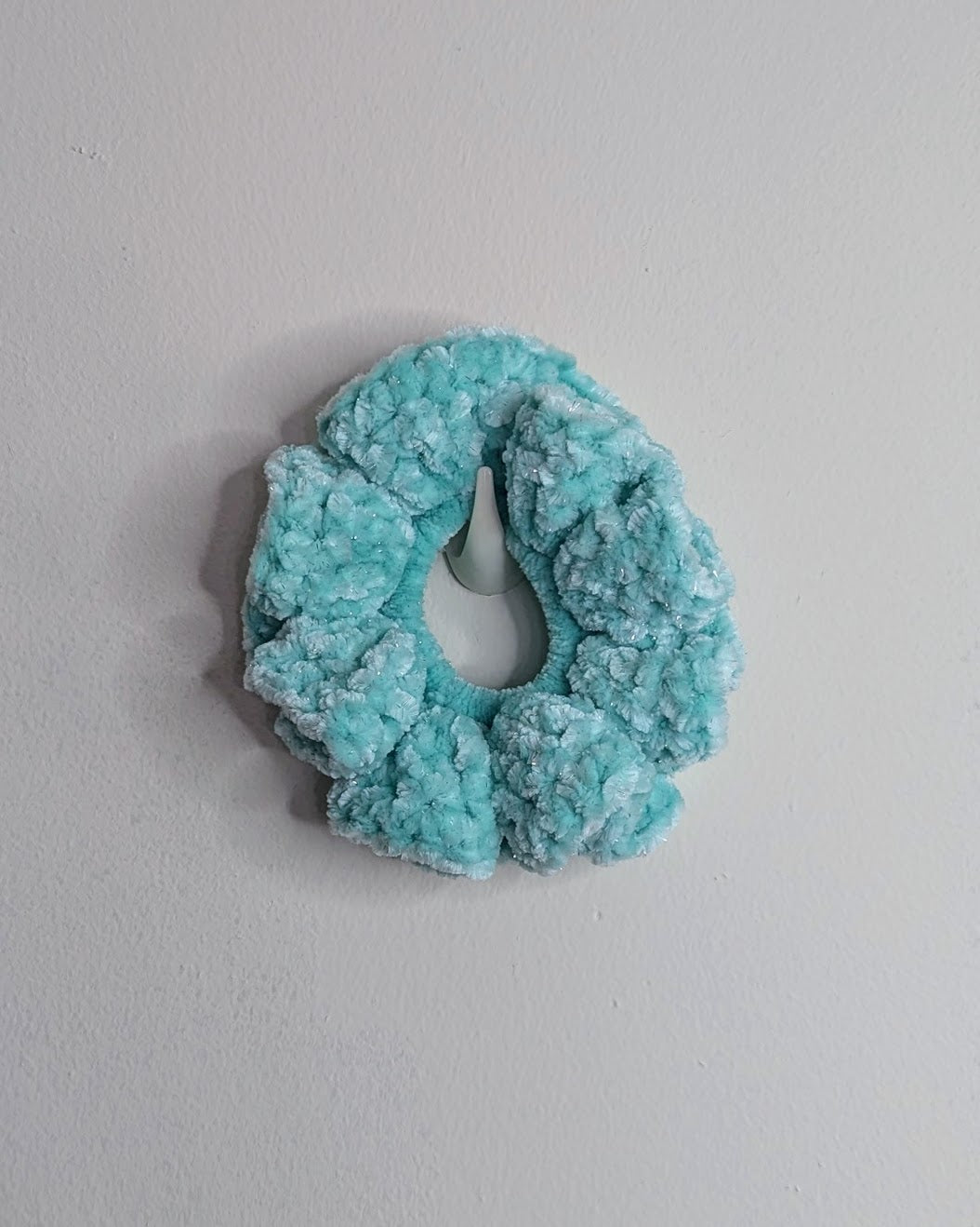 Velvet Ruffle Scrunchie (Tint of Mint Sparkle)