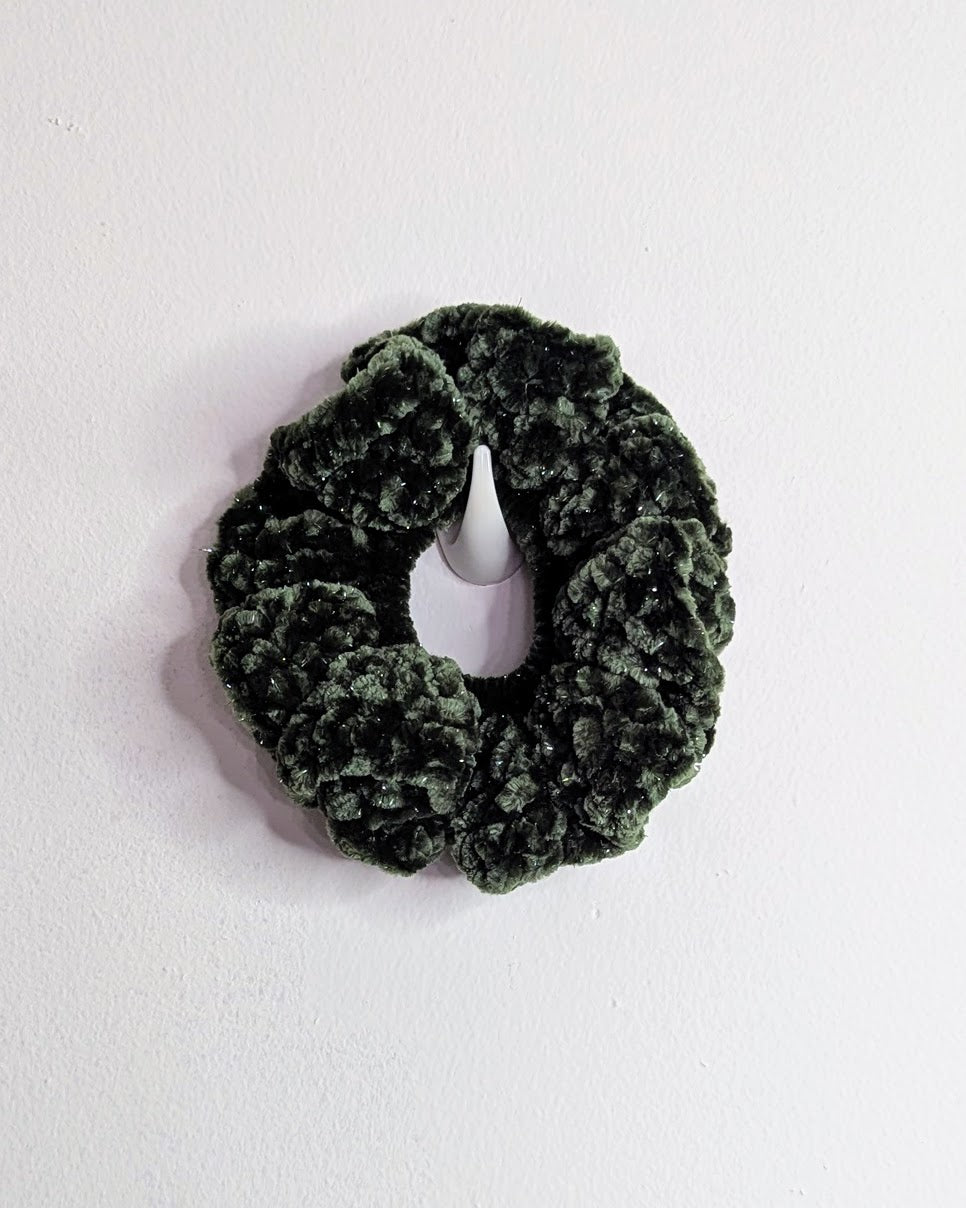 Velvet Ruffle Scrunchie (Super Greens Sparkle)