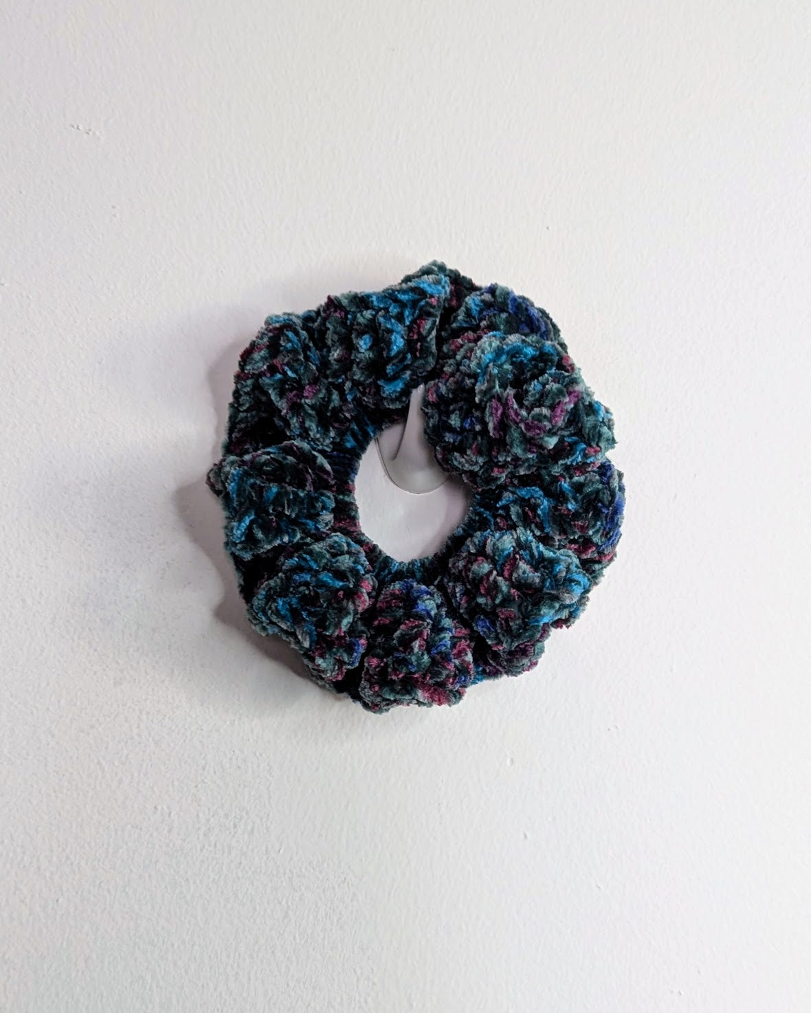 Velvet Ruffle Scrunchie (Twisted Peacock)