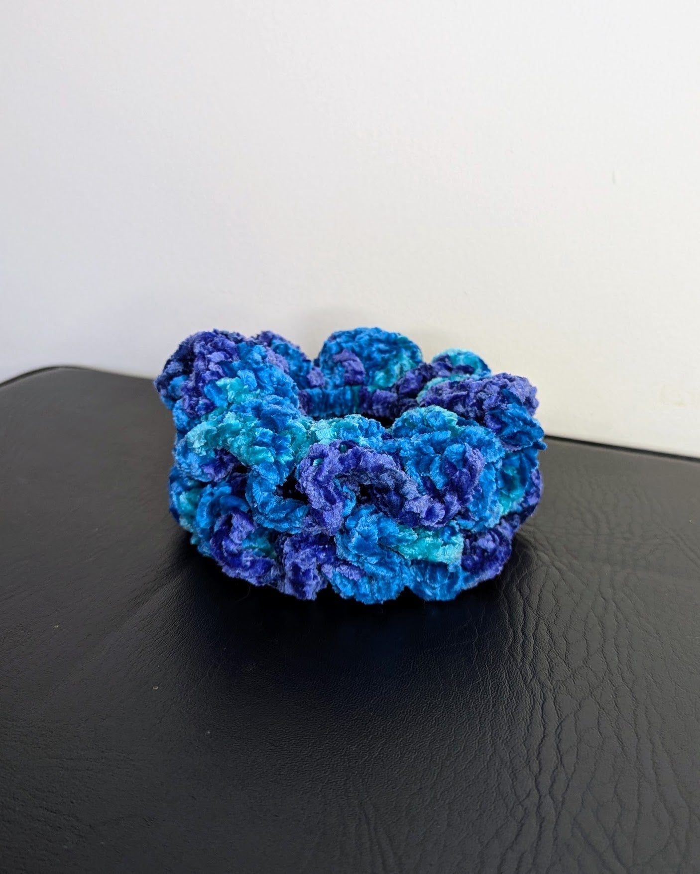 Velvet Ruffle Scrunchie (Crushed Blue Brilliance)