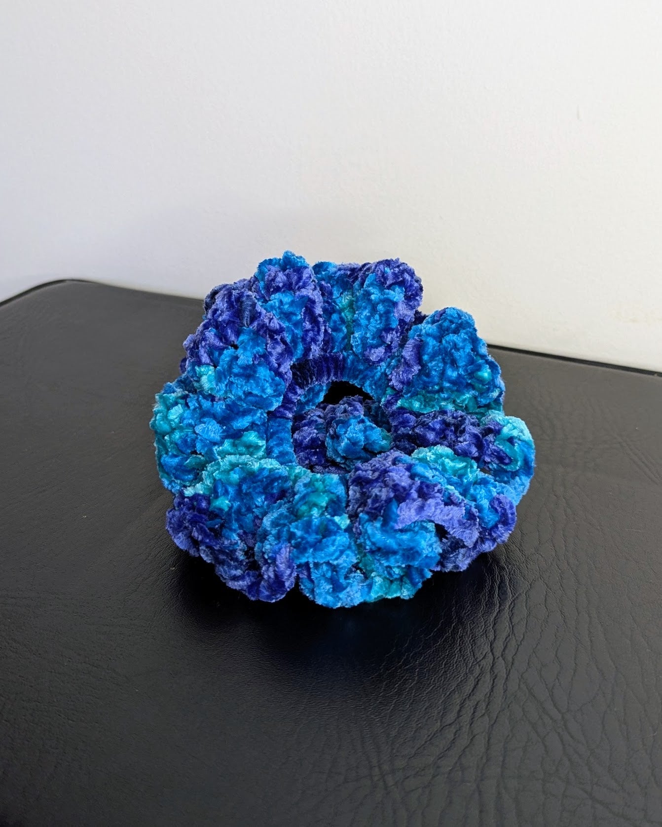 Velvet Ruffle Scrunchie (Crushed Blue Brilliance)