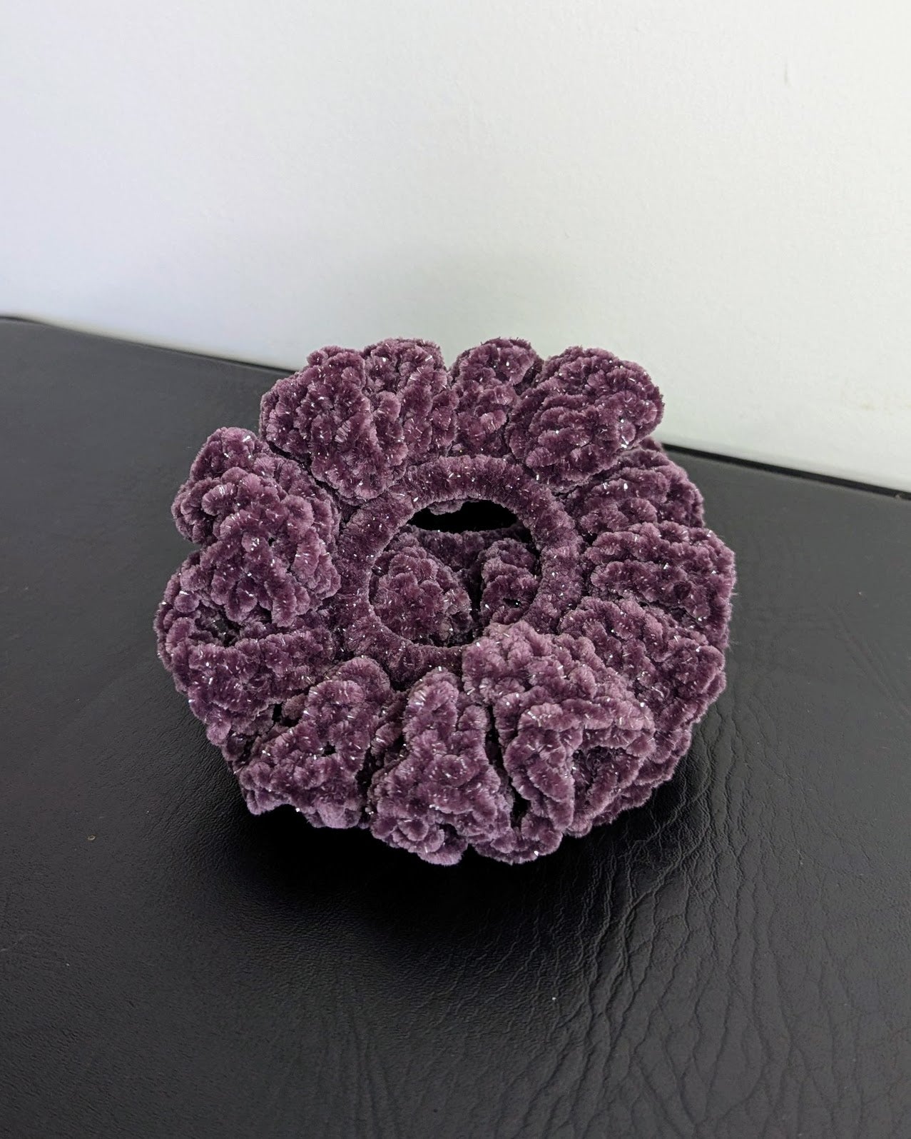 Velvet Ruffle Scrunchie (Deep Purple Sparkle)