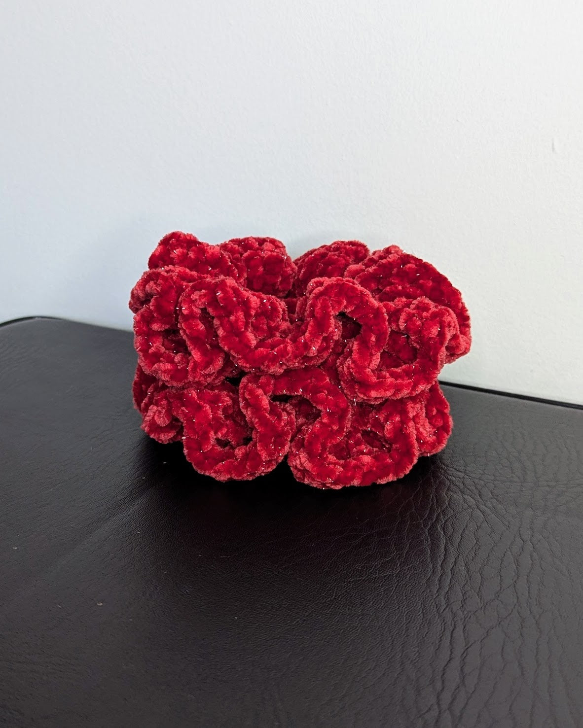 Velvet Ruffle Scrunchie (Coco Red Sparkle)