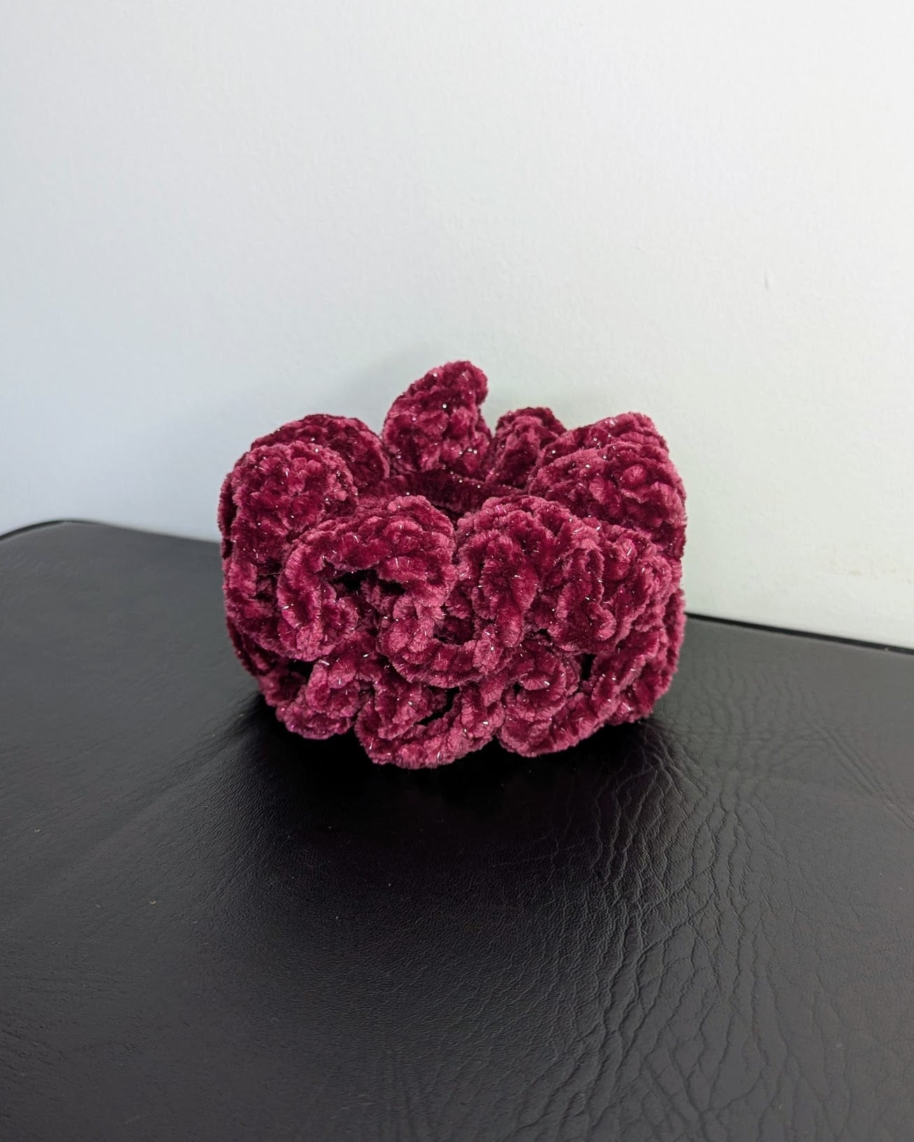 Velvet Ruffle Scrunchie (Dark Crimson Sparkle)