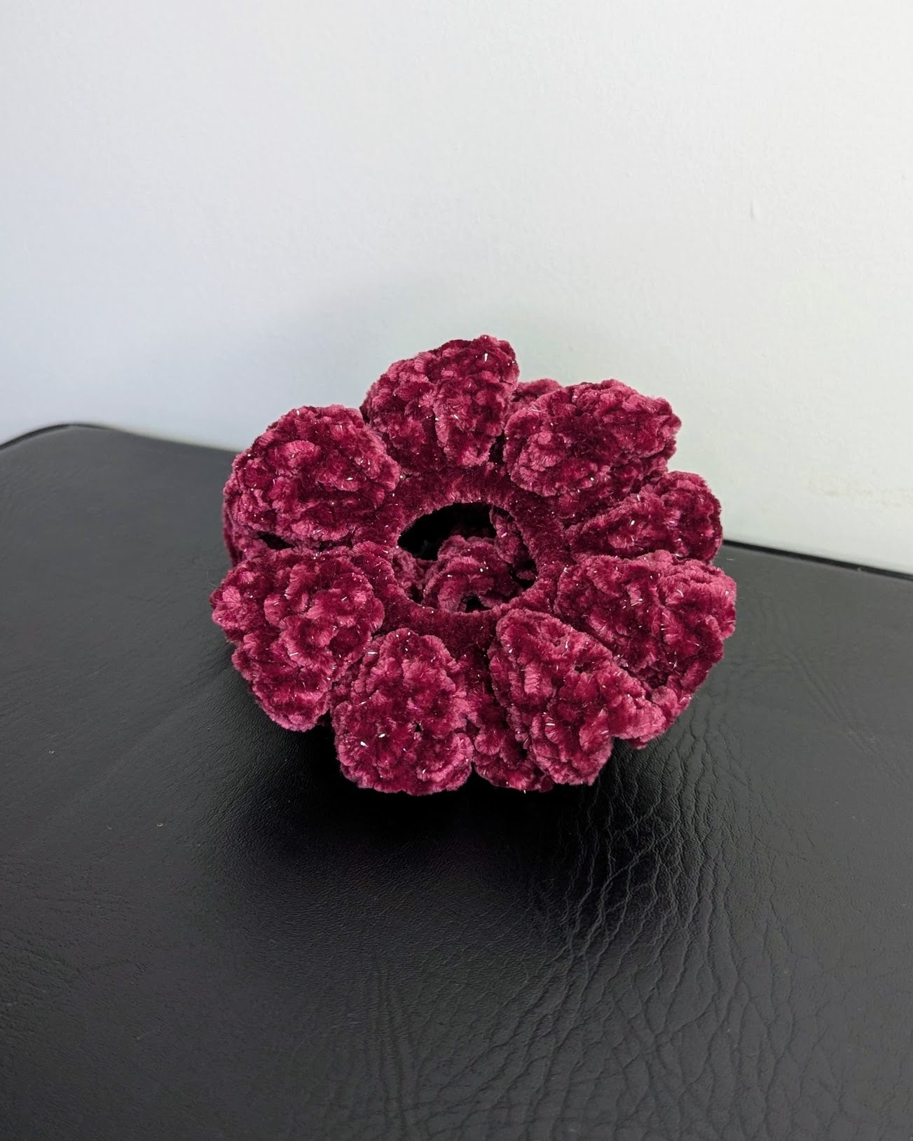 Velvet Ruffle Scrunchie (Dark Crimson Sparkle)