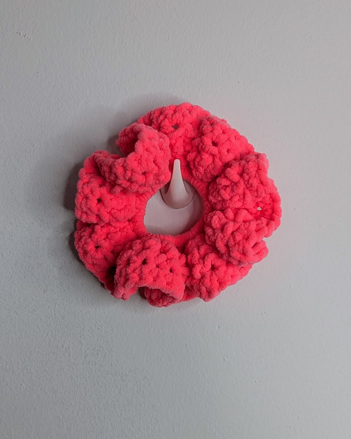 Microfiber Ruffle Scrunchie (Neon Pink)