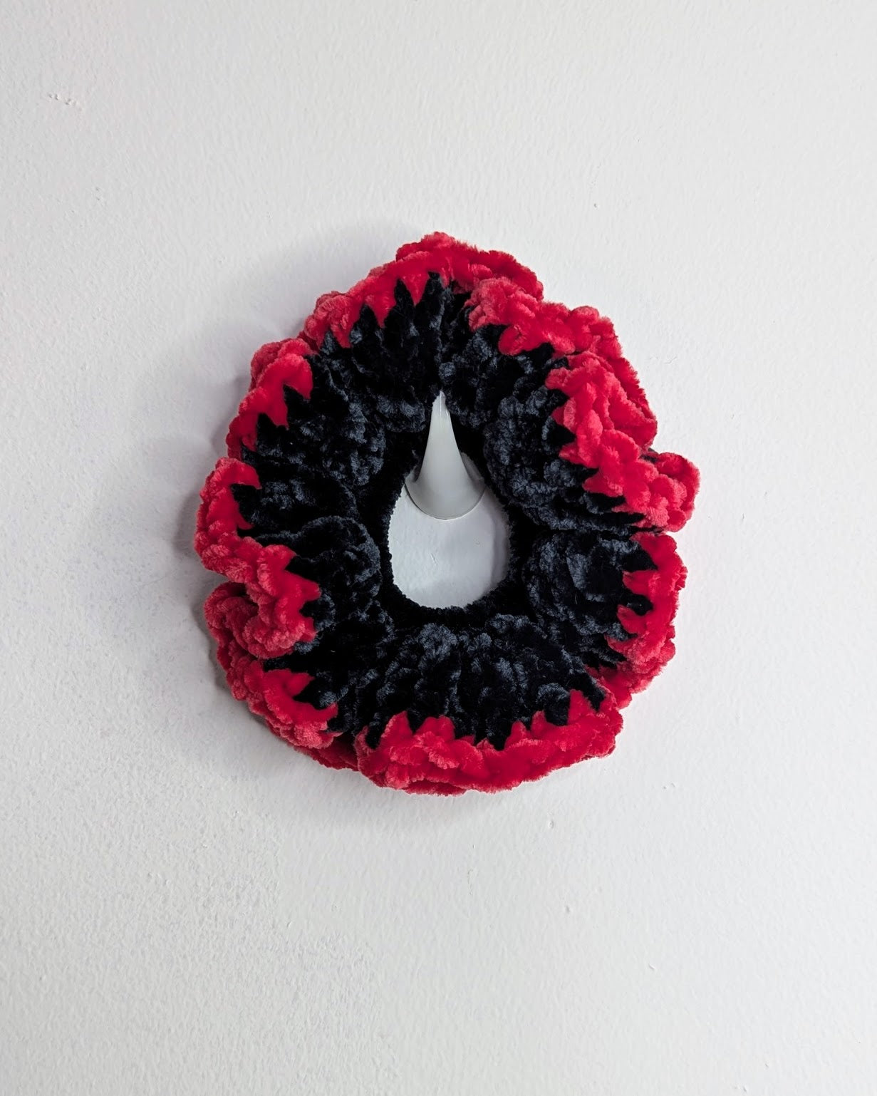 Velvet Ruffle Scrunchie (Licorice & Fire)