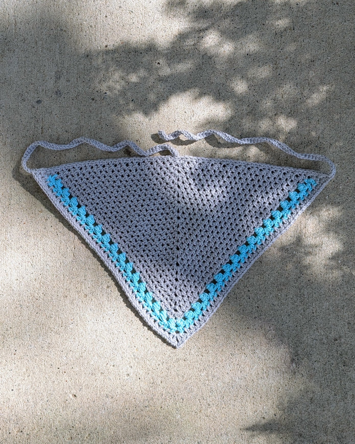 Accent Pendant Large Bandana Hair Scarf (Gray & Mint)