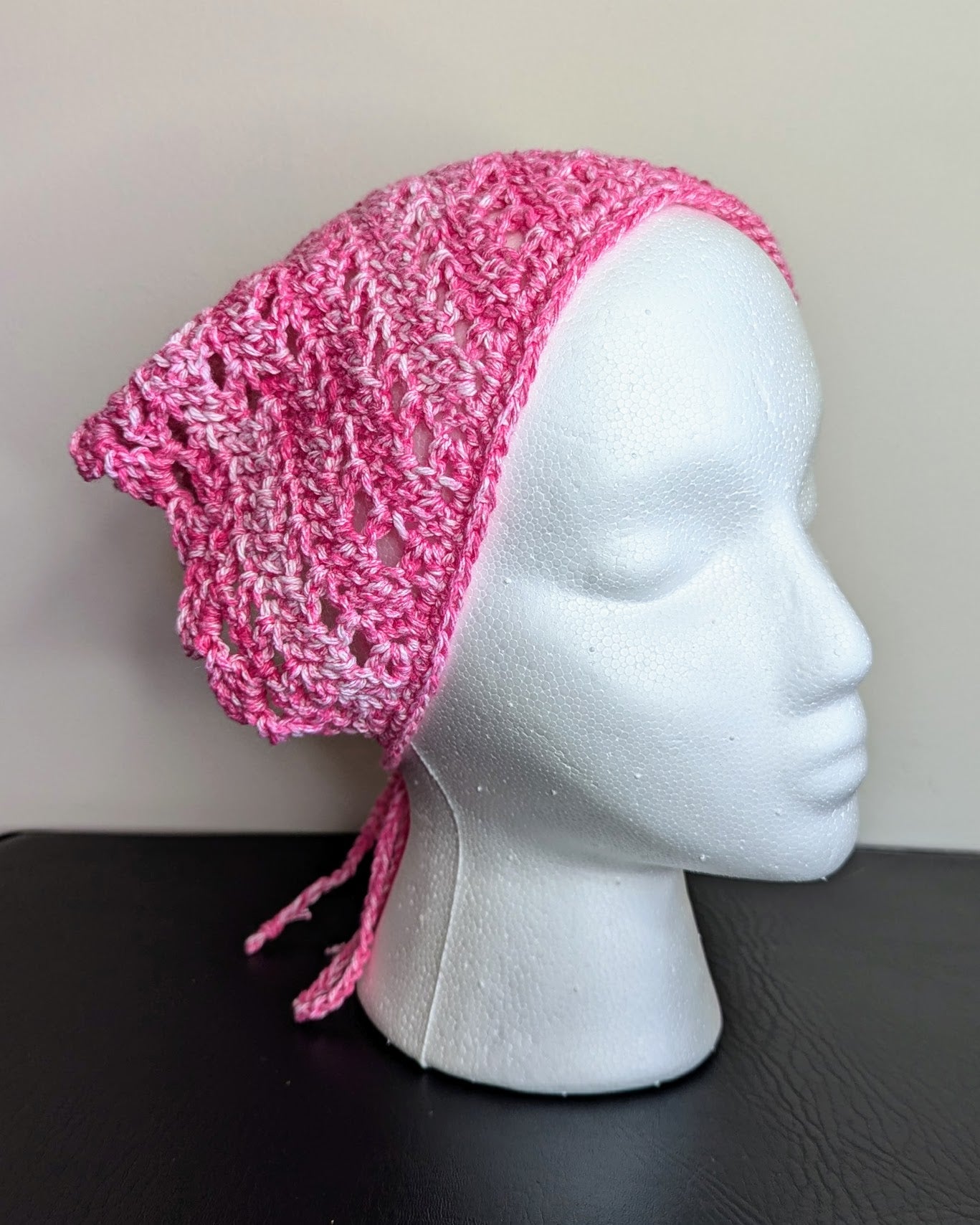 Windowpane Crochet Bandana (Strawberry Splash)