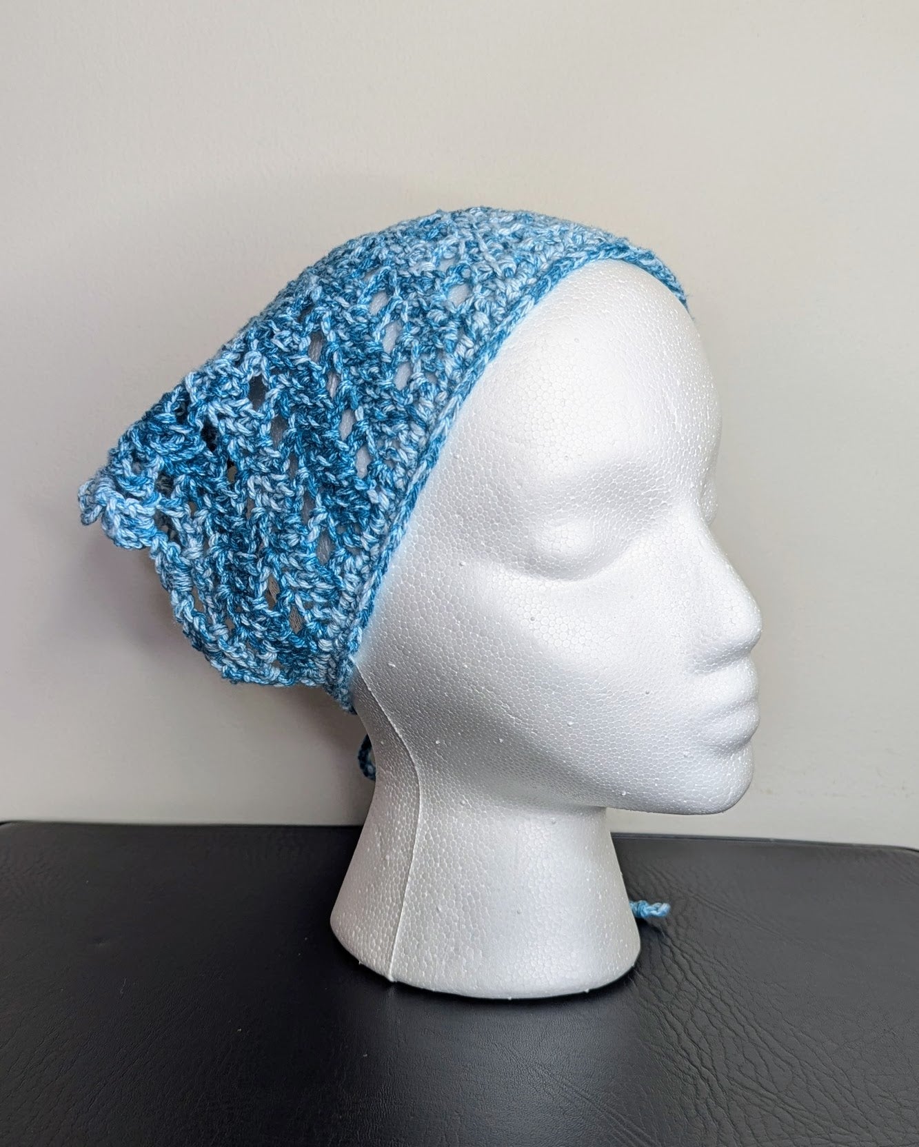 Windowpane Crochet Bandana (Turquoise Splash)