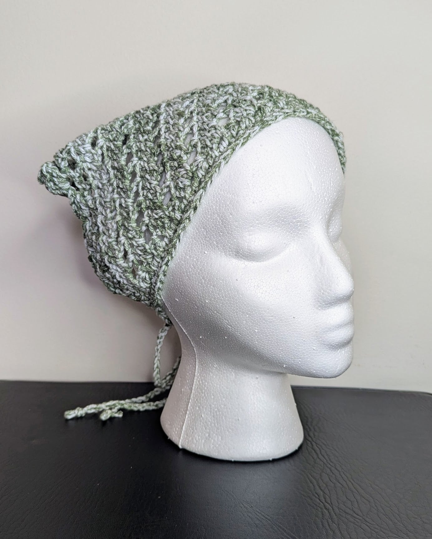 Windowpane Crochet Bandana (Moss Green Splash)